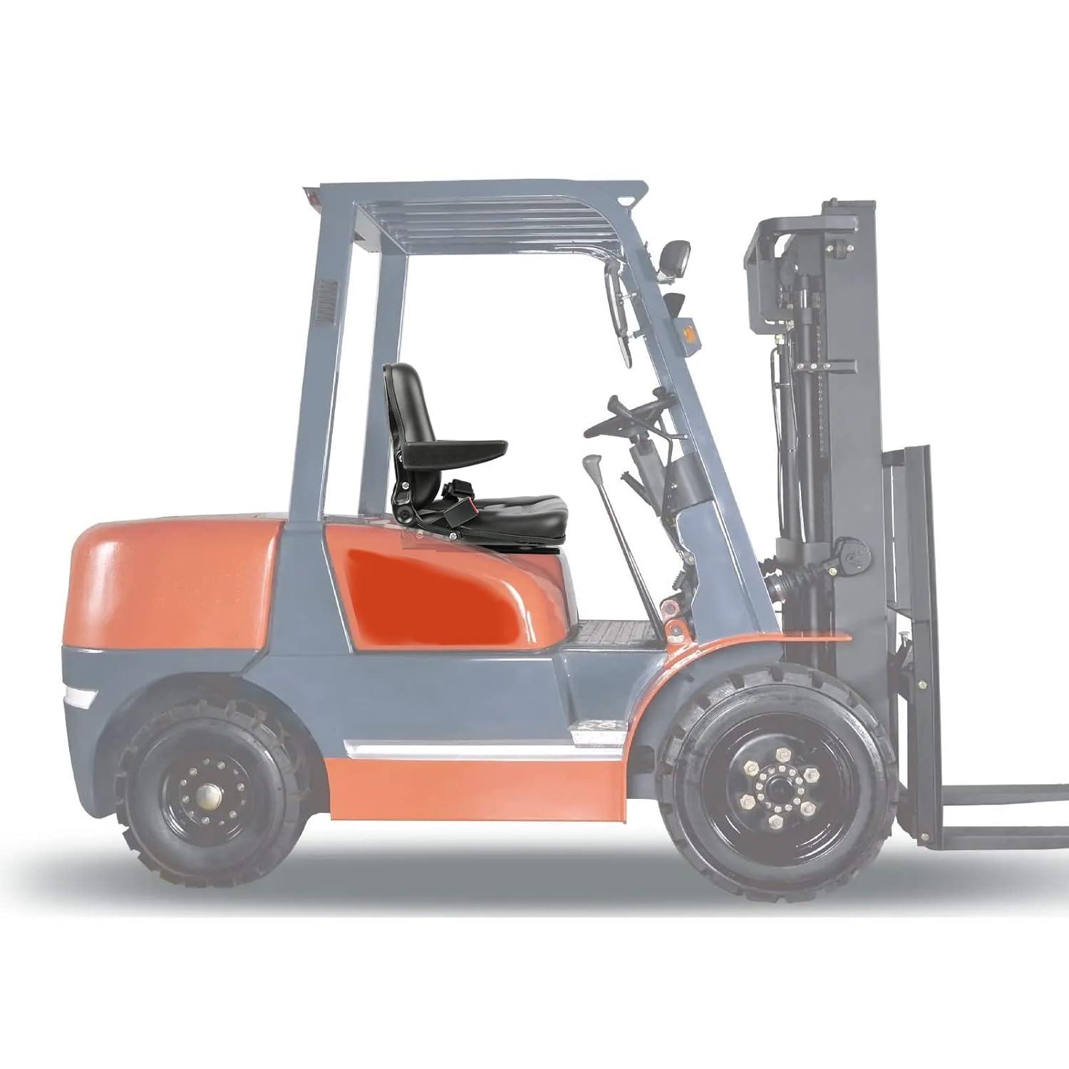 Black Adjustable PVC Forklift and Tractor Seat with Armrests