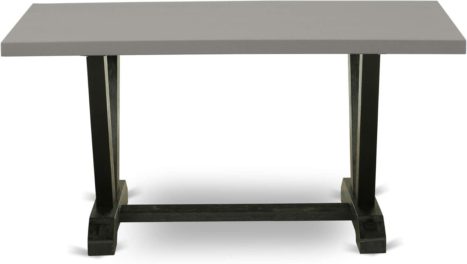 East West Furniture V-Style 36x60" Wood Dining Table in Gray/Black