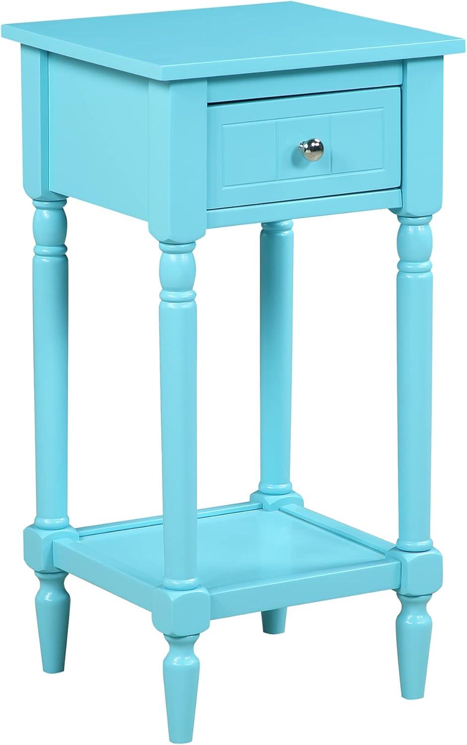 Convenience Concepts French Country Khloe 1 Drawer Accent Table with Shelf, Sky Blue