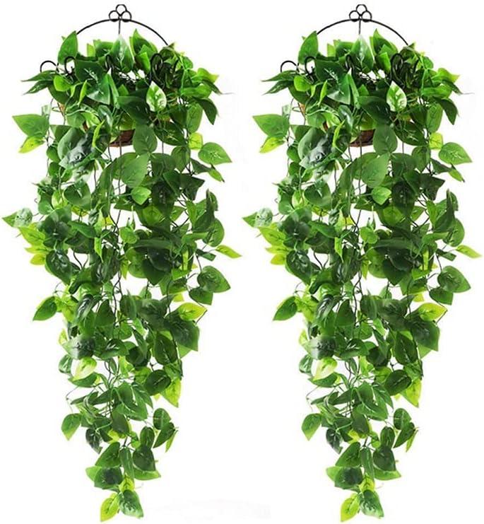 Ophelia & Co. Fake Hanging Plants Vines(2Pcs) Artificial Ivy Greenery Garlands For Home Bedroom Living Aesthetic Indoor,Outdoor Farmhouse Decorations(No Basket)