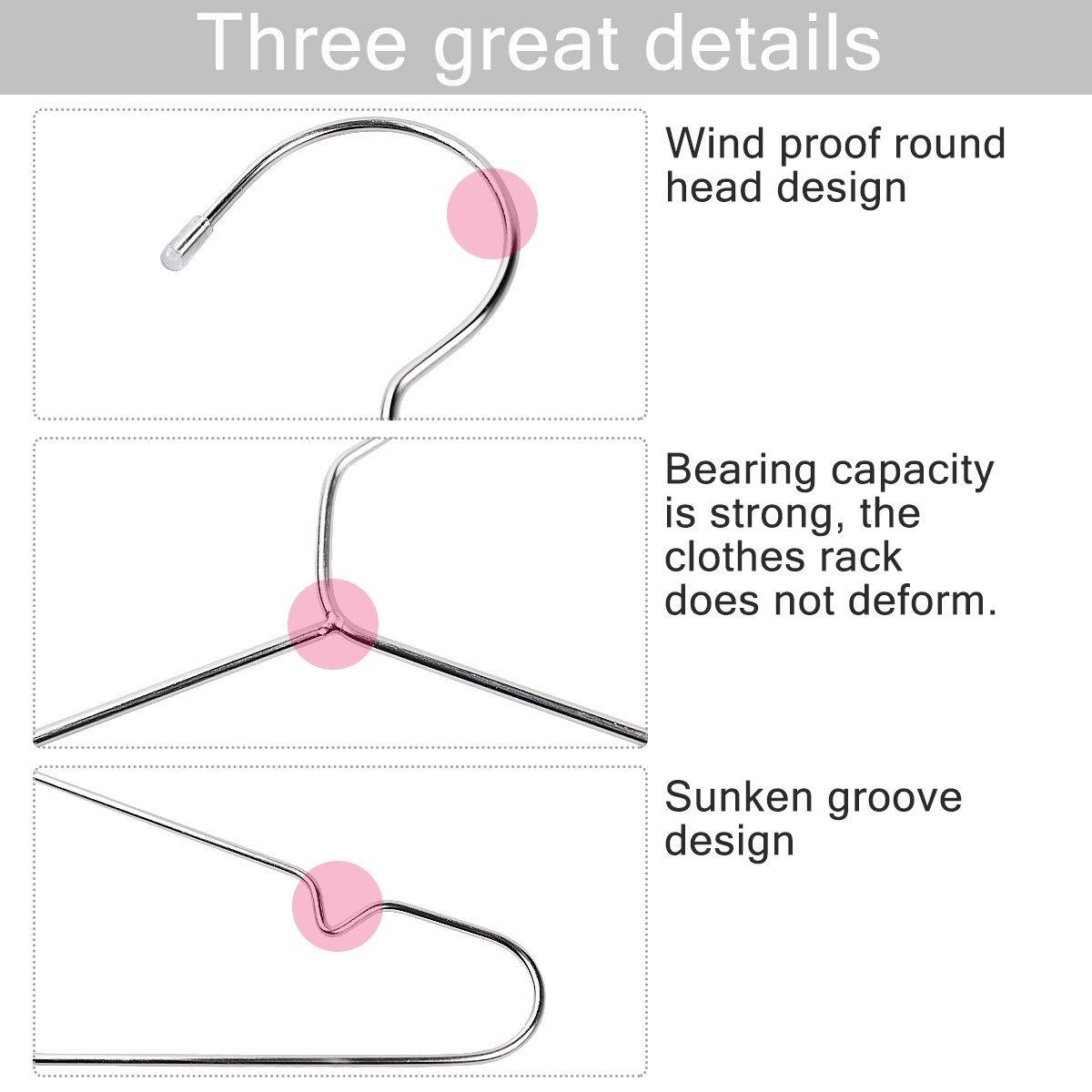 TIMMY Wire Hangers 40 Pack Stainless Steel Strong Metal Coat Hangers Clothes 16.5 Inch Silver