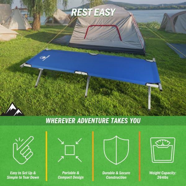 Wakeman Outdoors Folding Camping Cot - Portable Folding Camp Bed