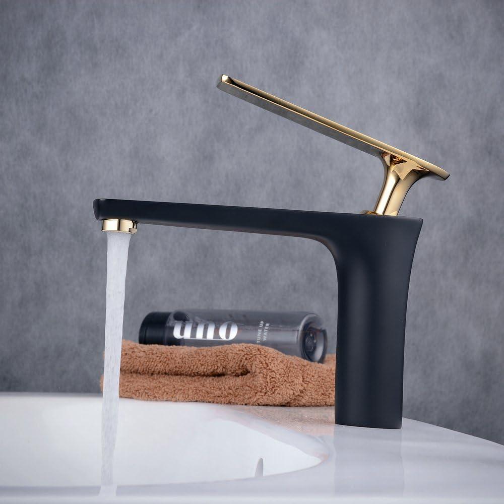 Matte Black and Gold Stainless Steel Bathroom Faucet