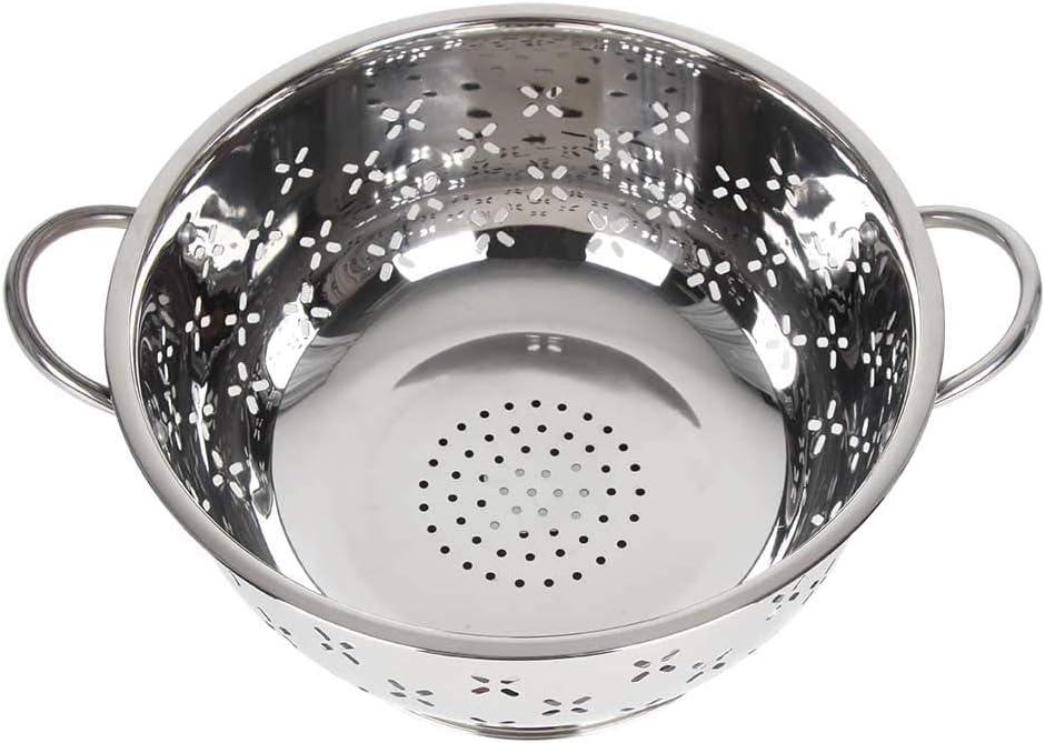 Stainless Steel Colander for Home Kitchen with Handles and Stable Base - For Straining, Steaming, Draining and Rinsing (8-Quart)