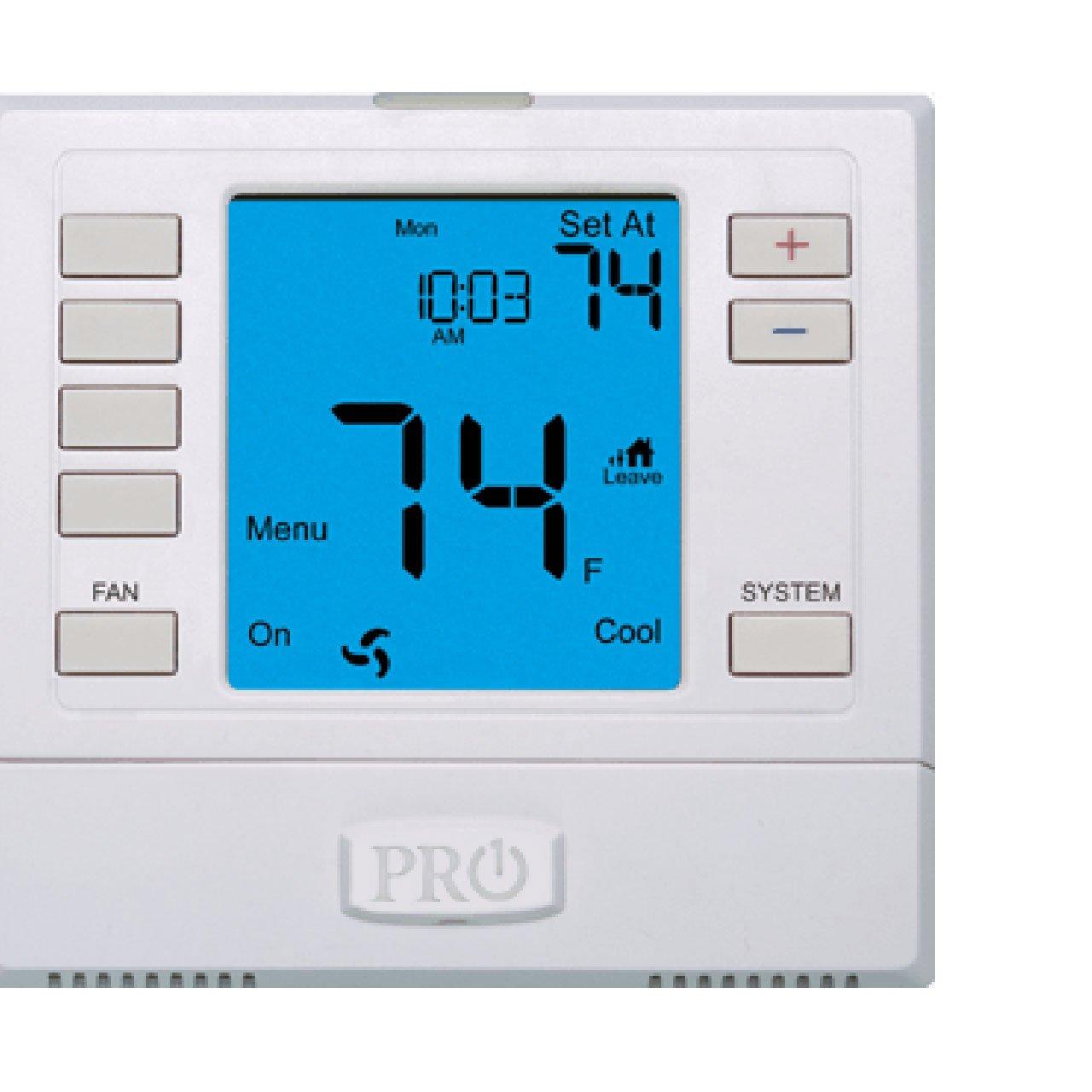 PRO1 IAQ T755 3 Hot/2 Cold 7 Day Thermostat with 4-Sq-Inch Screen , White