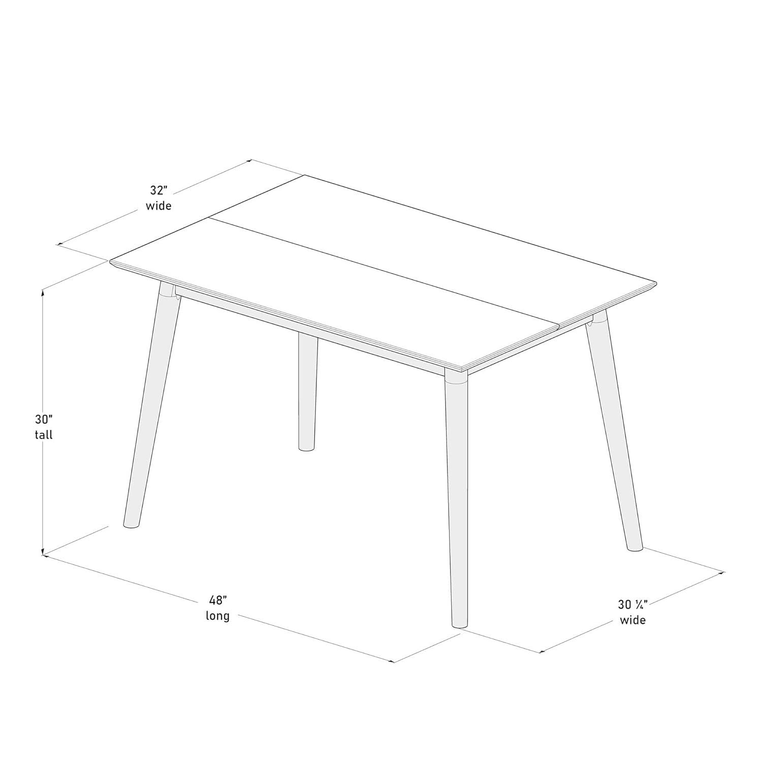 Plank+Beam 48" Mid Century Modern Dining Table, Solid Wood Kitchen & Dining Room Table for 4, Minimalist Table for Dining Room, Walnut