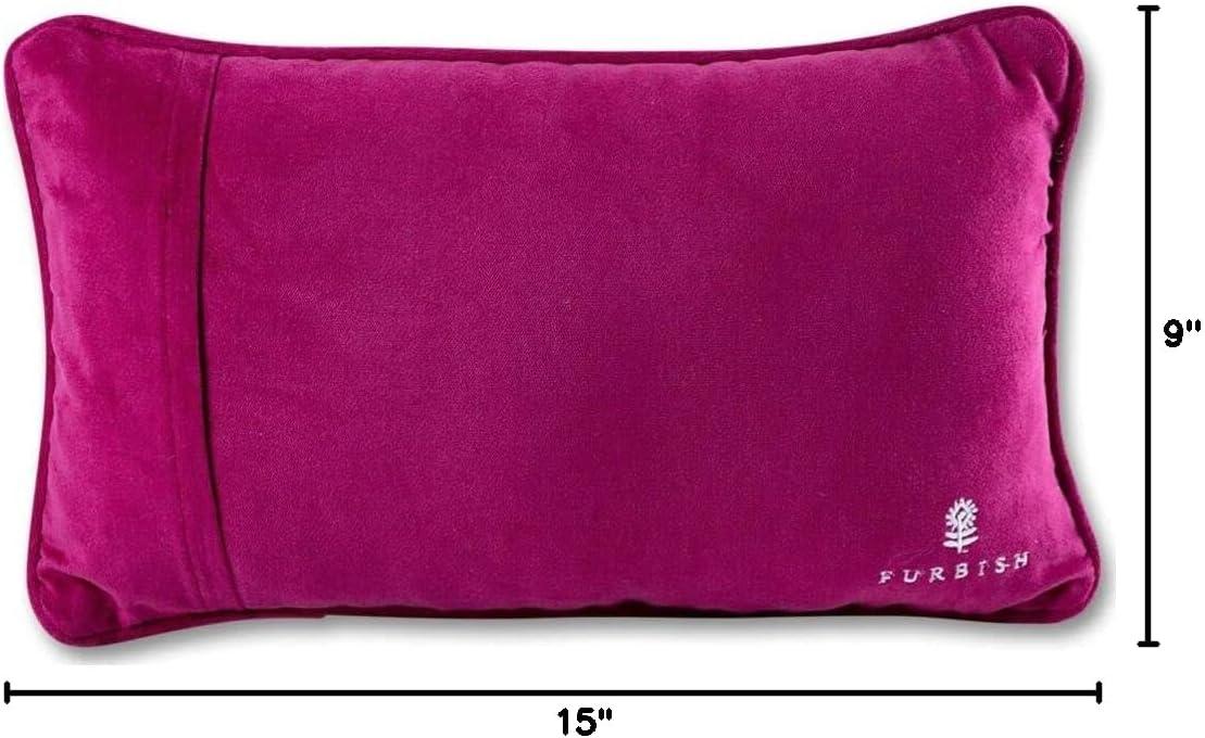 Small Embroidered Needlepoint Pillow with Magenta Velvet Back