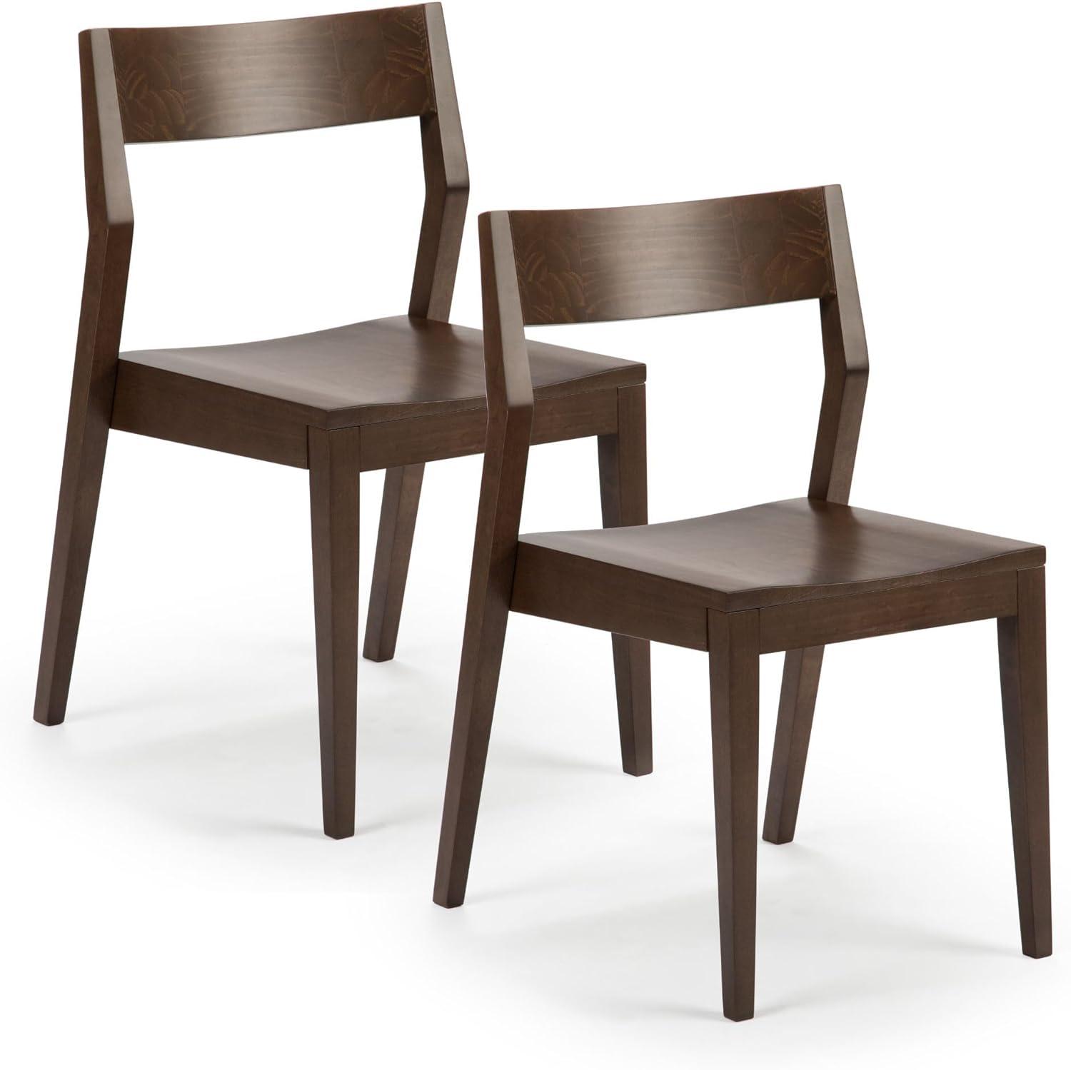 Plank+Beam Modern Dining Chair Set of 2, Solid Wood Chairs for Kitchen, Office, Living Room