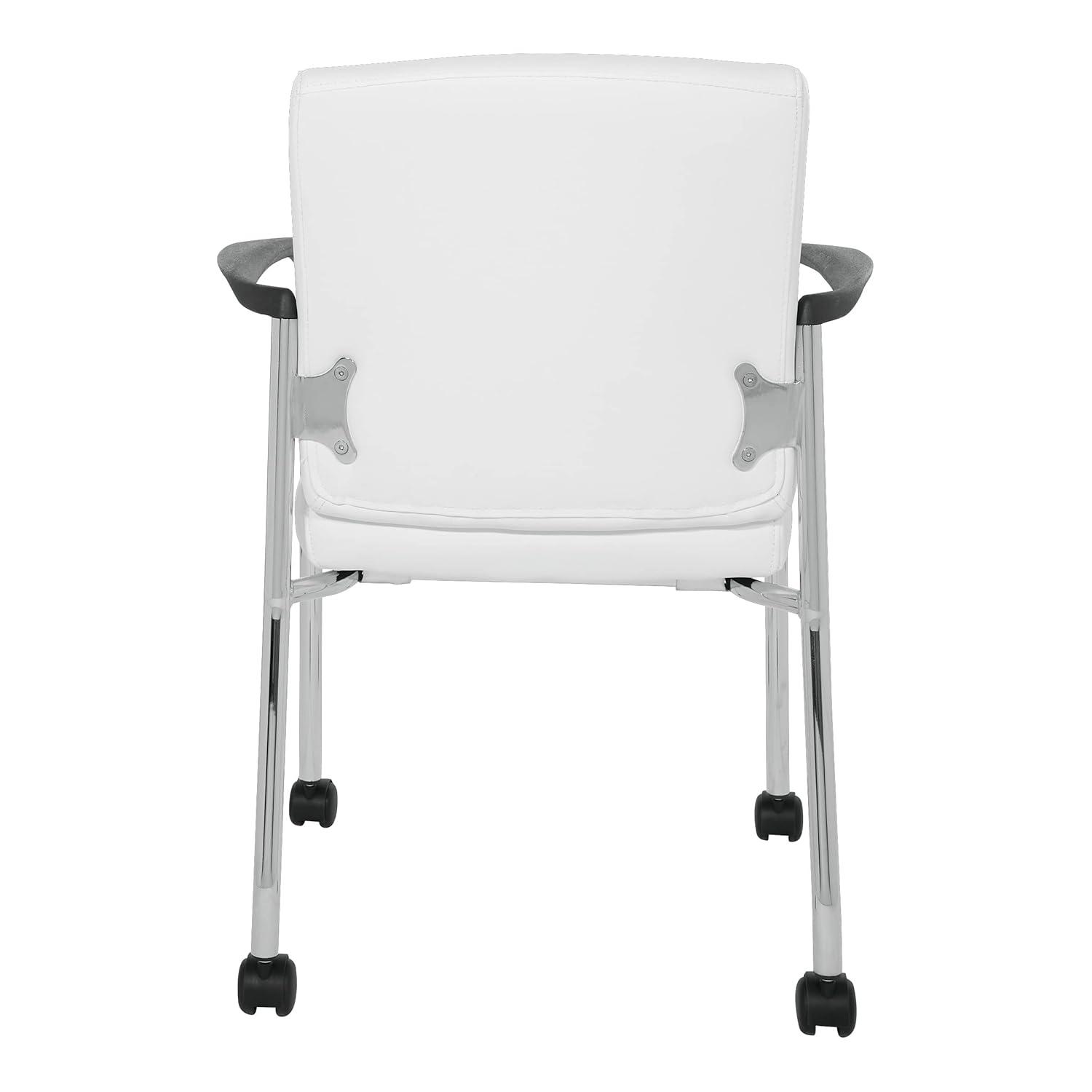 Guest Chair in White Faux Leather with Chrome Frame