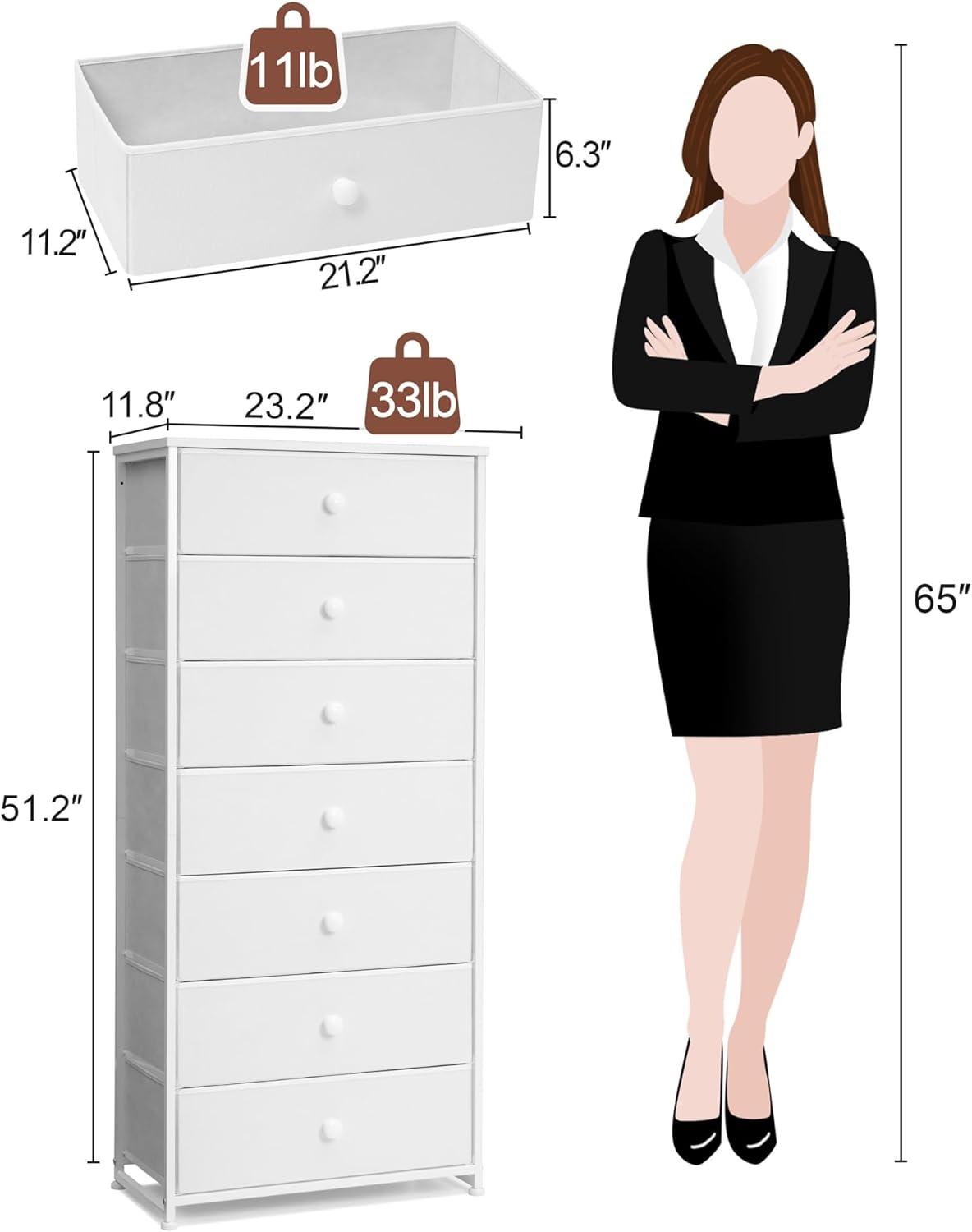 Crestlive Products 7 Drawers dresser for bedroom Chest Furniture Storage Tower Organizer Unit for Bedroom White