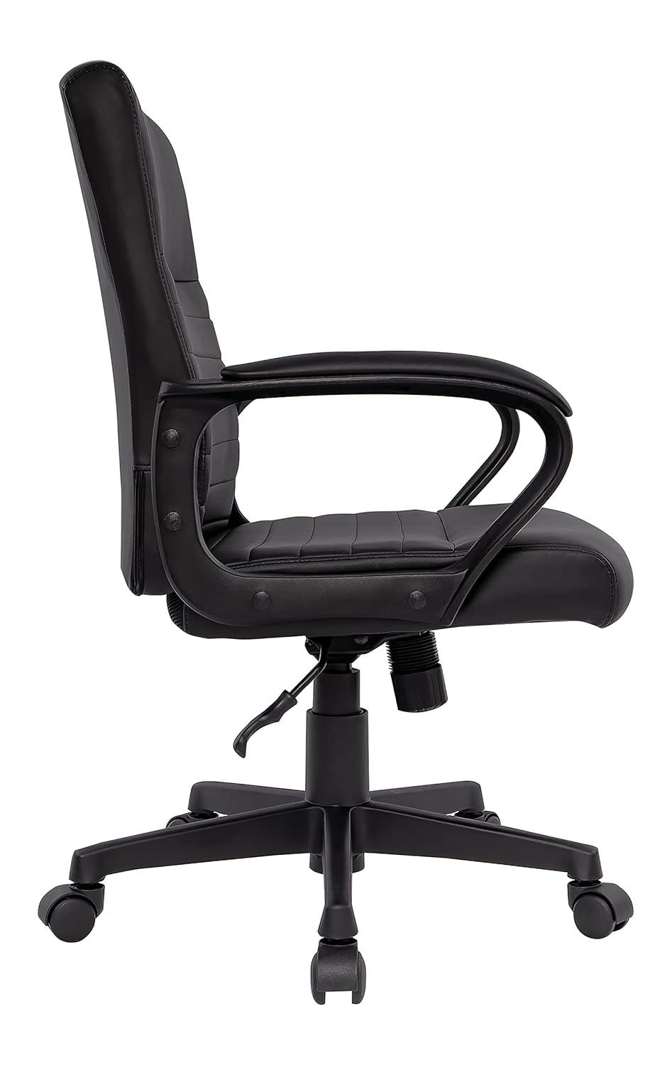 24396771 Leather Mid-Back Manager Chair, Black
