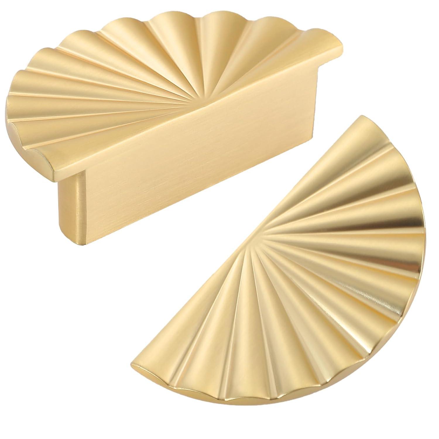 2 Pack Gold Cabinet knobs Kitchen Cabinet Pulls with Vintage Cupboard Drawers Hardware Dresser Drawer Handles Kitchen Cabinet Handles (Single Hole, 2 Pack, Brushed Gold)