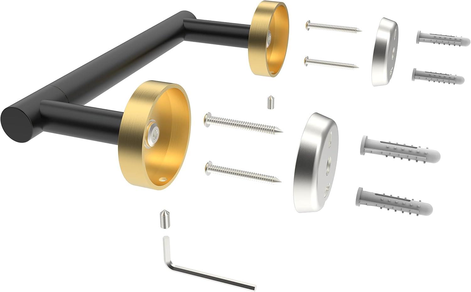 LANFENG Matte Black Double Post Pivoting Wall Mounted Stainless Steel Toilet Paper Holder for Bathroom RV  by RARXTR