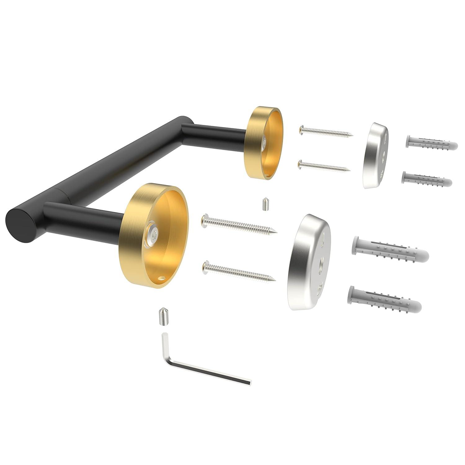 LANFENG Matte Black Double Post Pivoting Wall Mounted Stainless Steel Toilet Paper Holder for Bathroom RV  by RARXTR