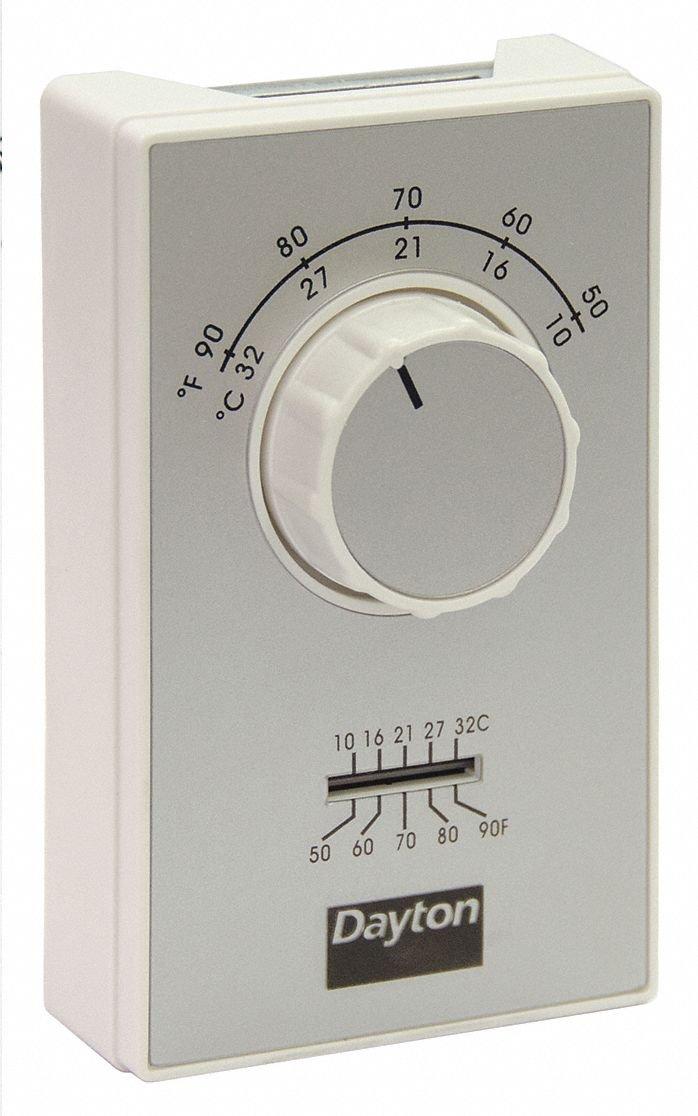Dayton Line Volt NP Analog Tstat 1C,White,SPST 6GVX8C