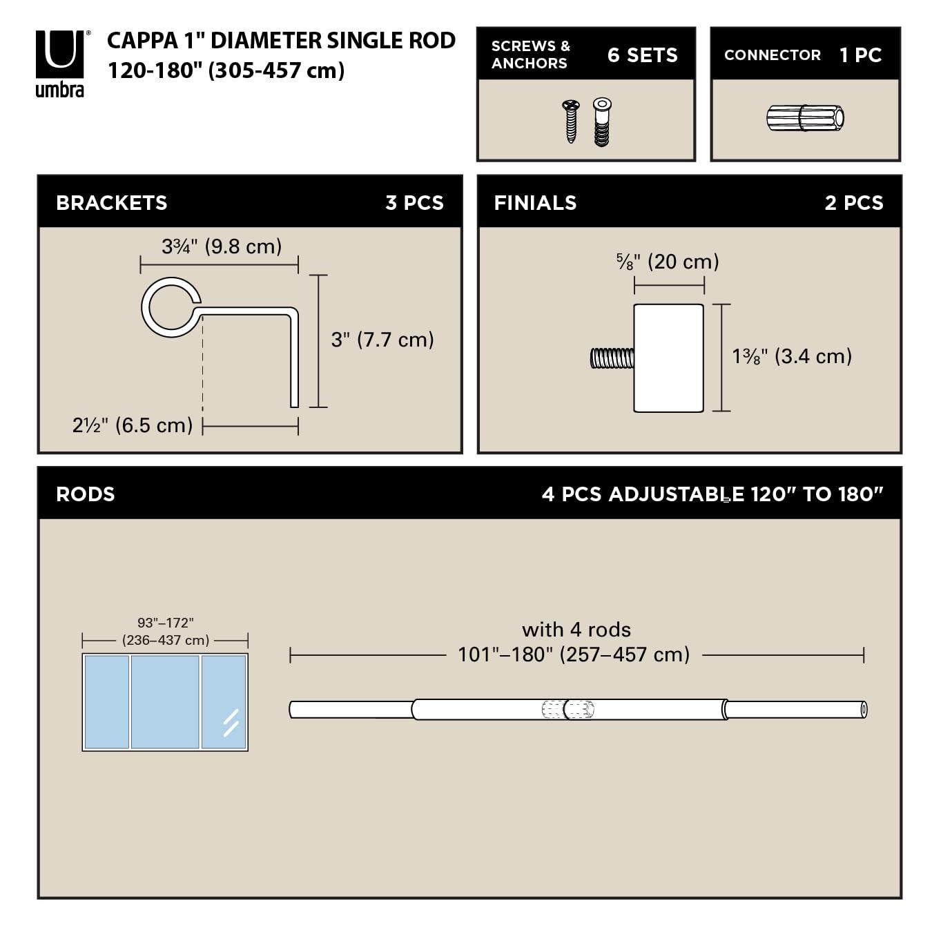 Umbra CAPPA Single Steel Curtian Rod