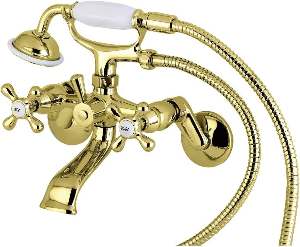 Kingston Brass Kingston Two-Handle 2-Hole Wall Mount Clawfoot Tub Faucet with Hand Shower