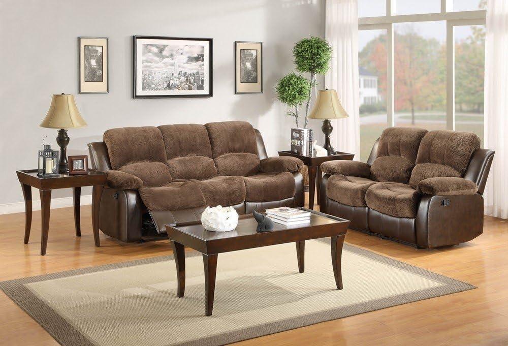 Lexicon Cranley Traditional Microfiber Double Reclining Sofa in Chocolate