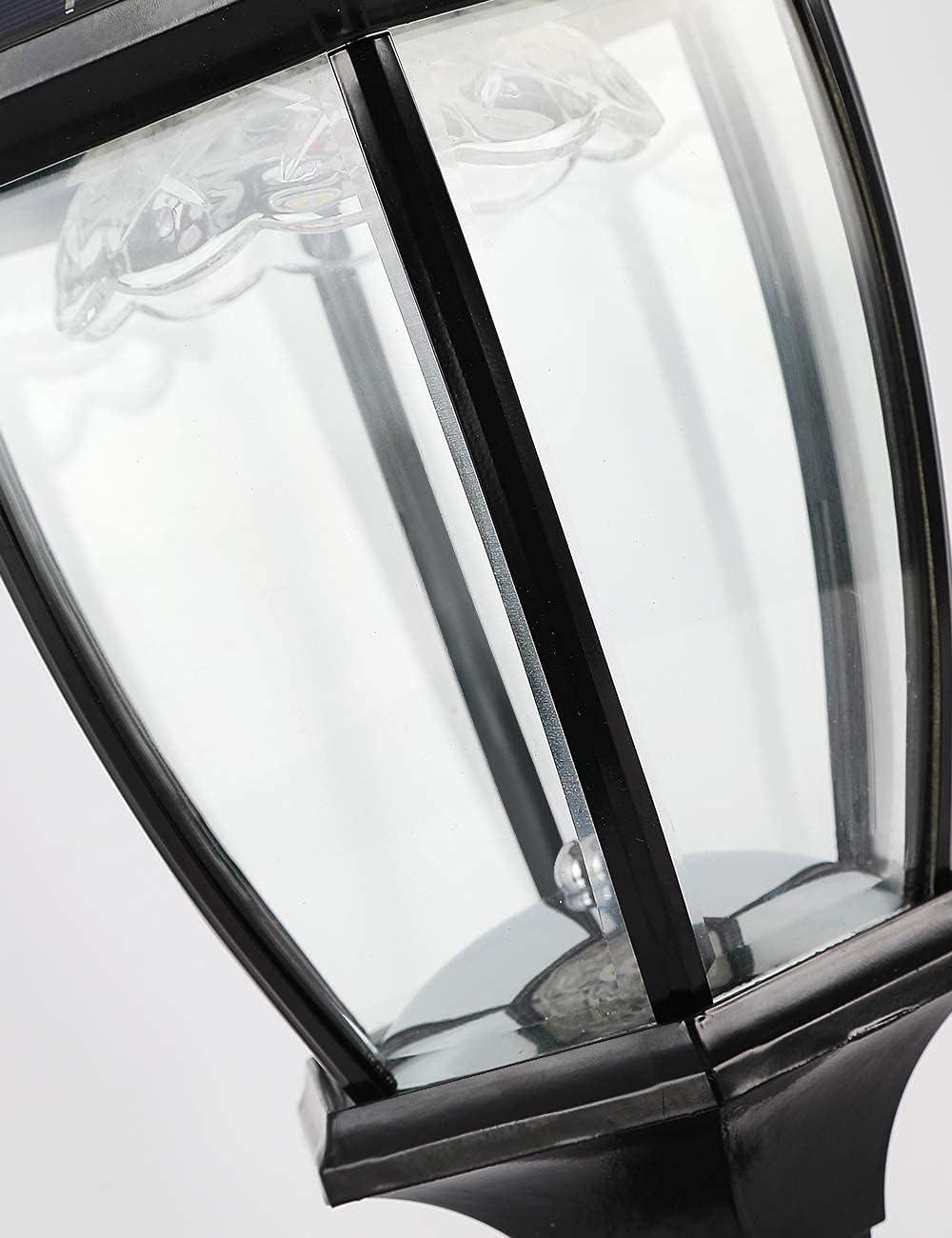 Black Aluminum Solar Post Light with Clear Glass