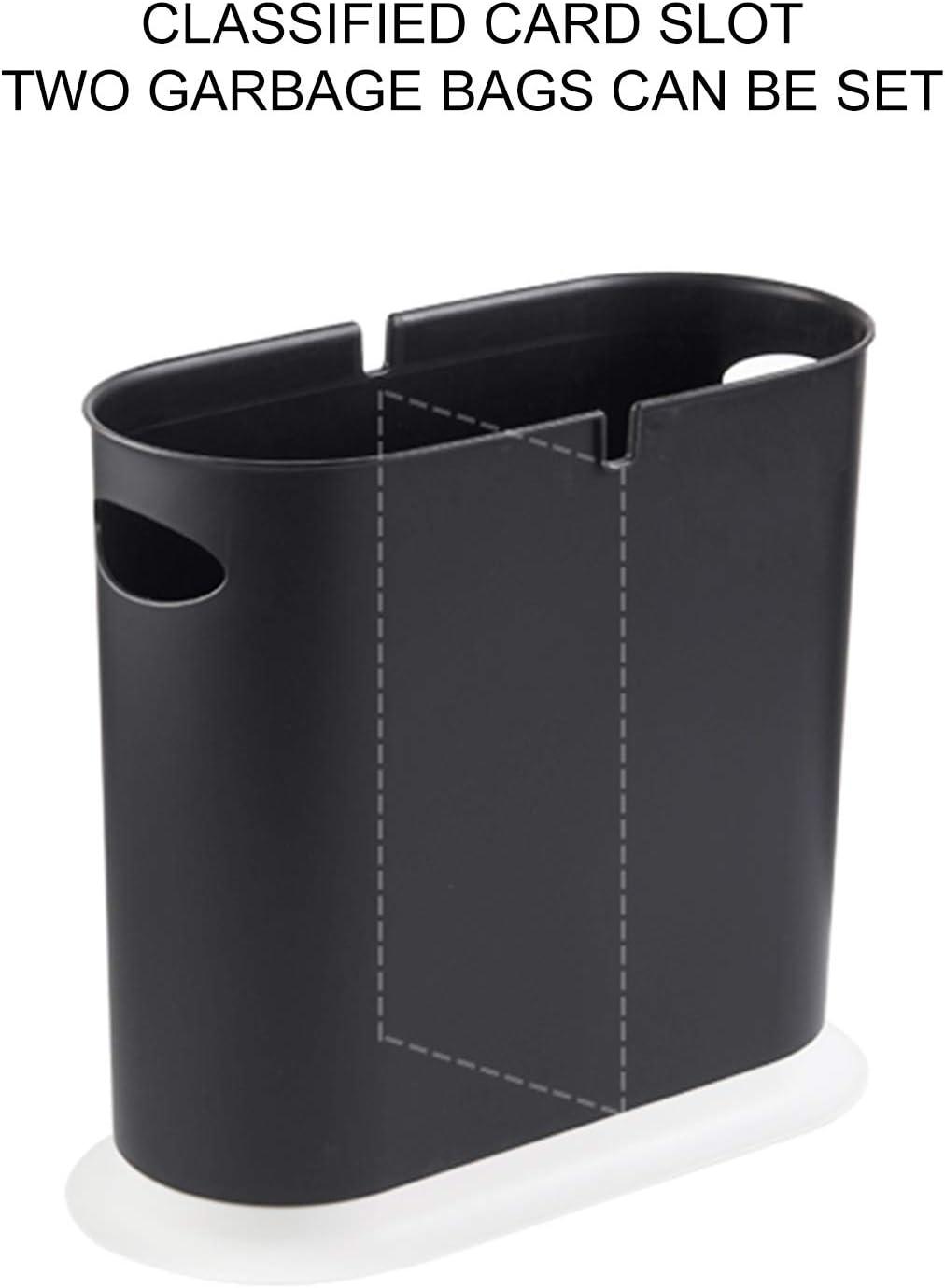 Matte Black Plastic Rectangular Bathroom Trash Can with Swing Lid