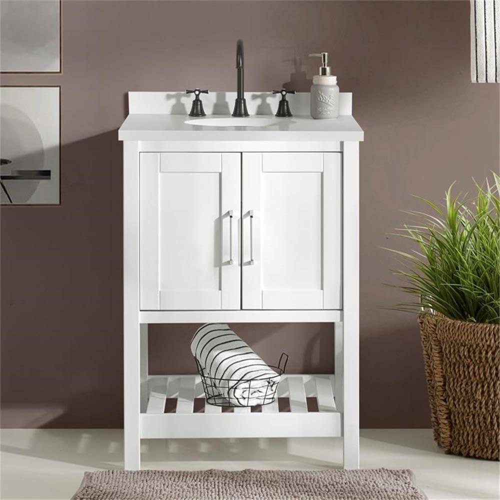 Bennet 24"W Modern Shaker Soft Close Doors Vanity Cabinet With Drawers And Open Storage Shelf