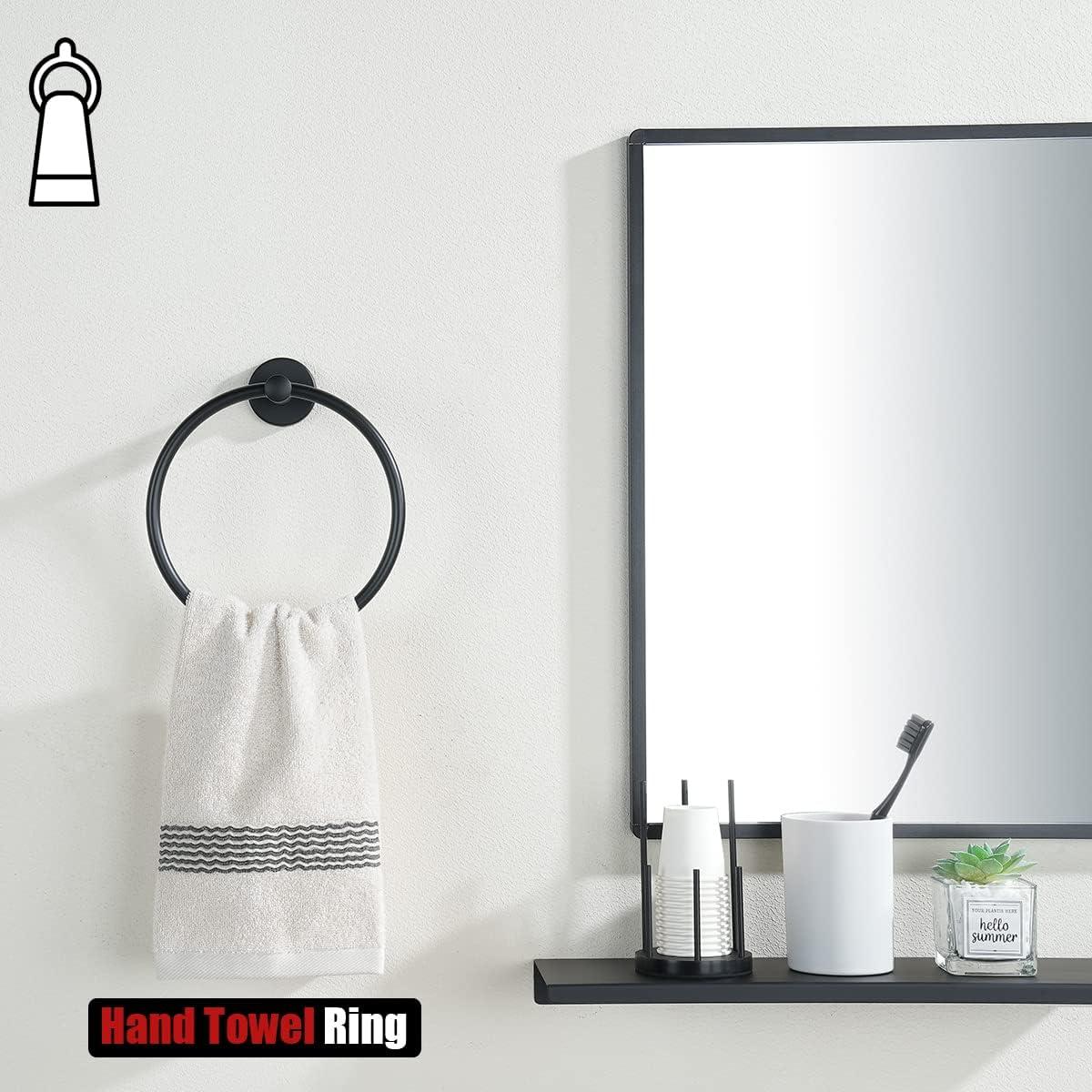 Matte Black Stainless Steel Wall Mounted Towel Ring