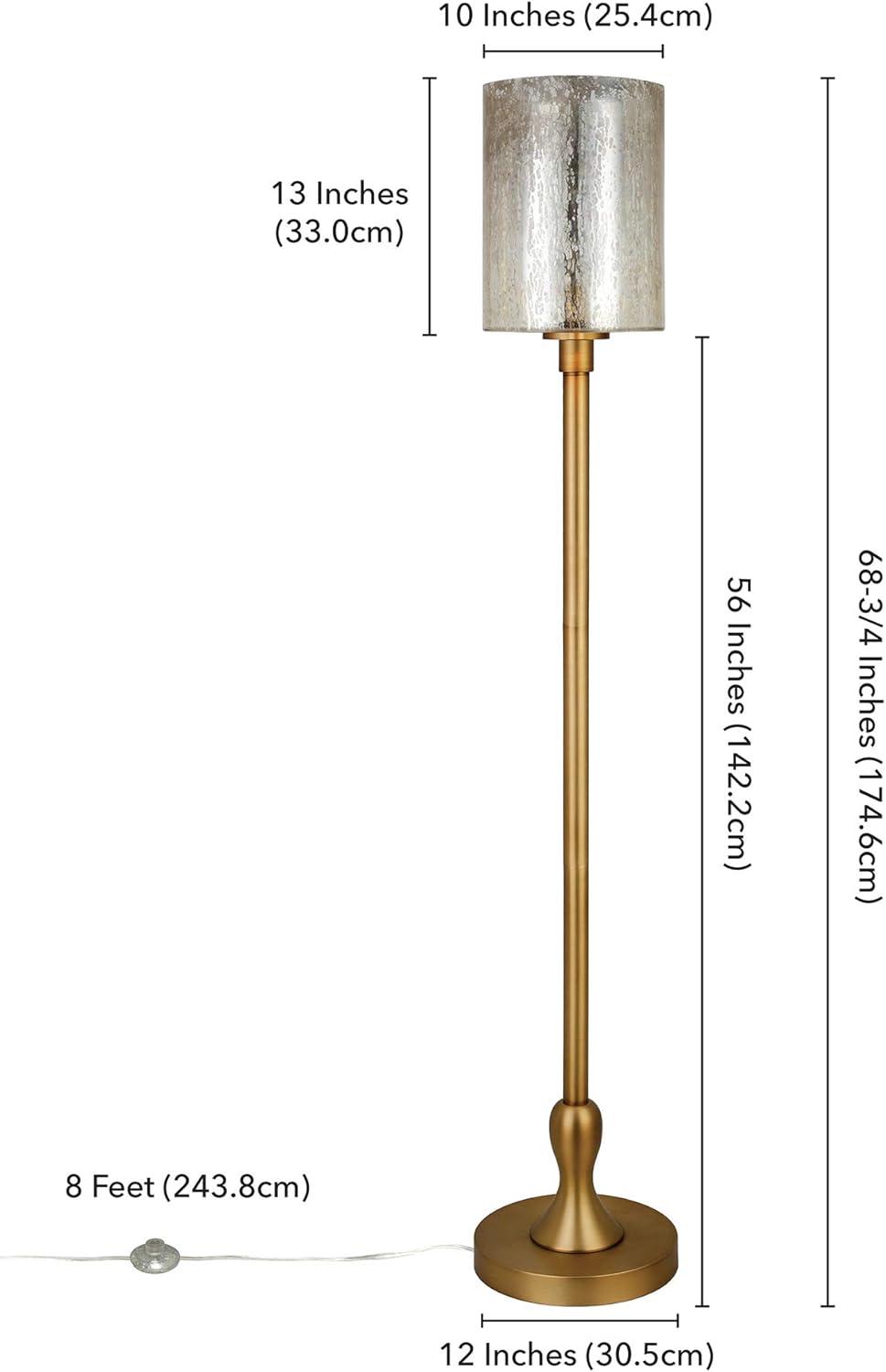 Numit 68.75" Tall Floor Lamp with Glass Shade in Brass/Mercury Glass