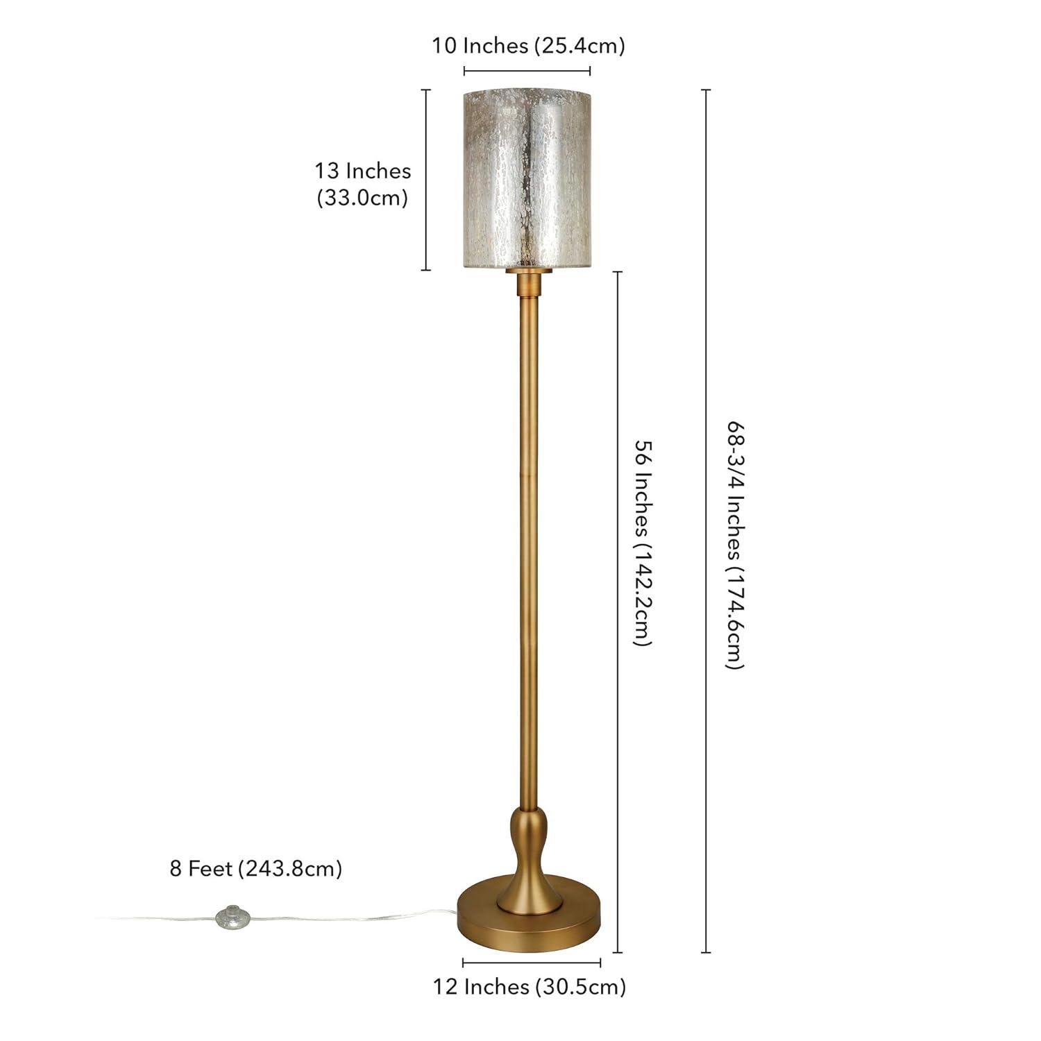 Numit 68.75" Tall Floor Lamp with Glass Shade in Brass/Mercury Glass