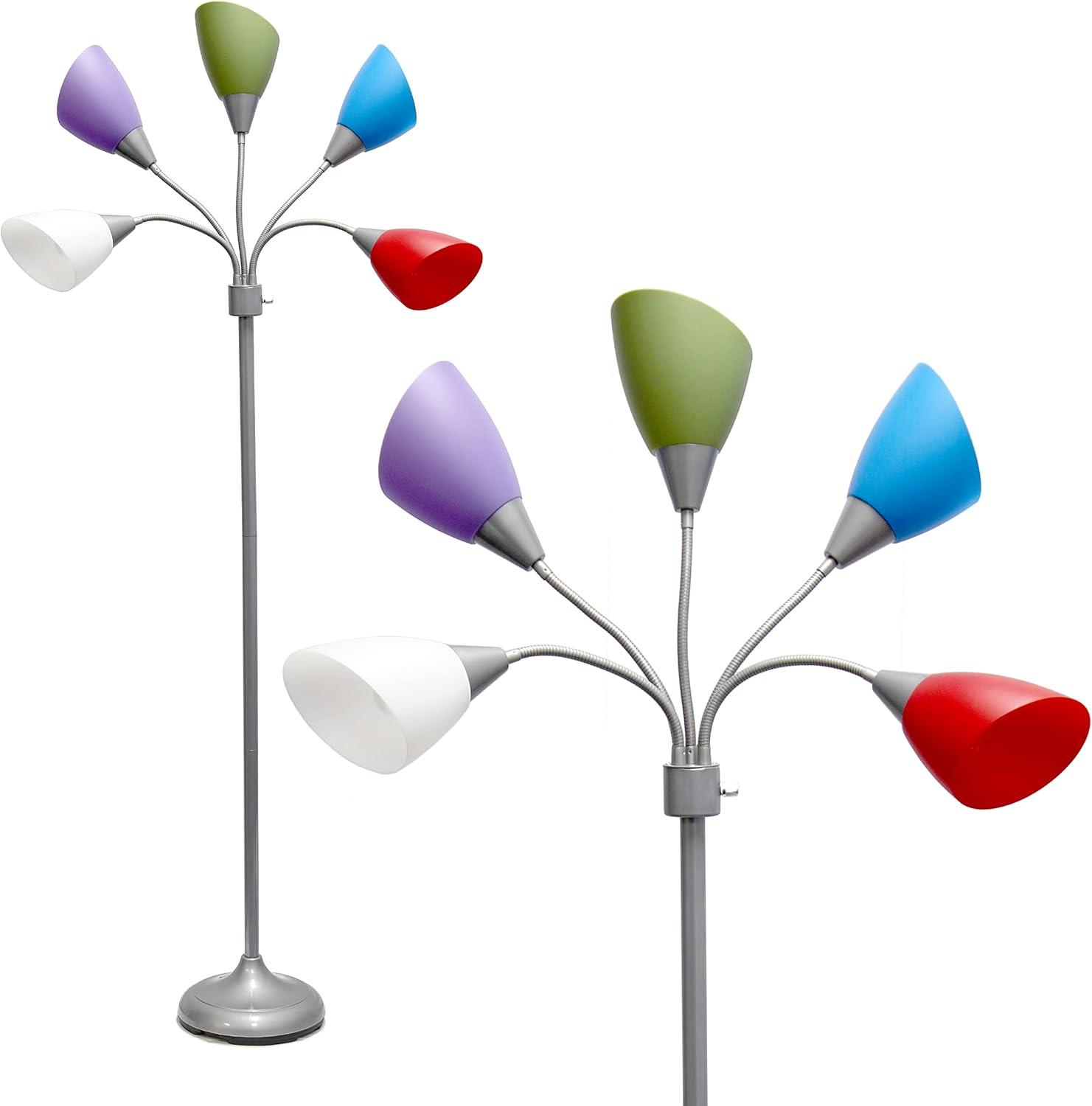 67" Contemporary Multi 5-Head Adjustable Gooseneck Floor Lamp - Simple Designs