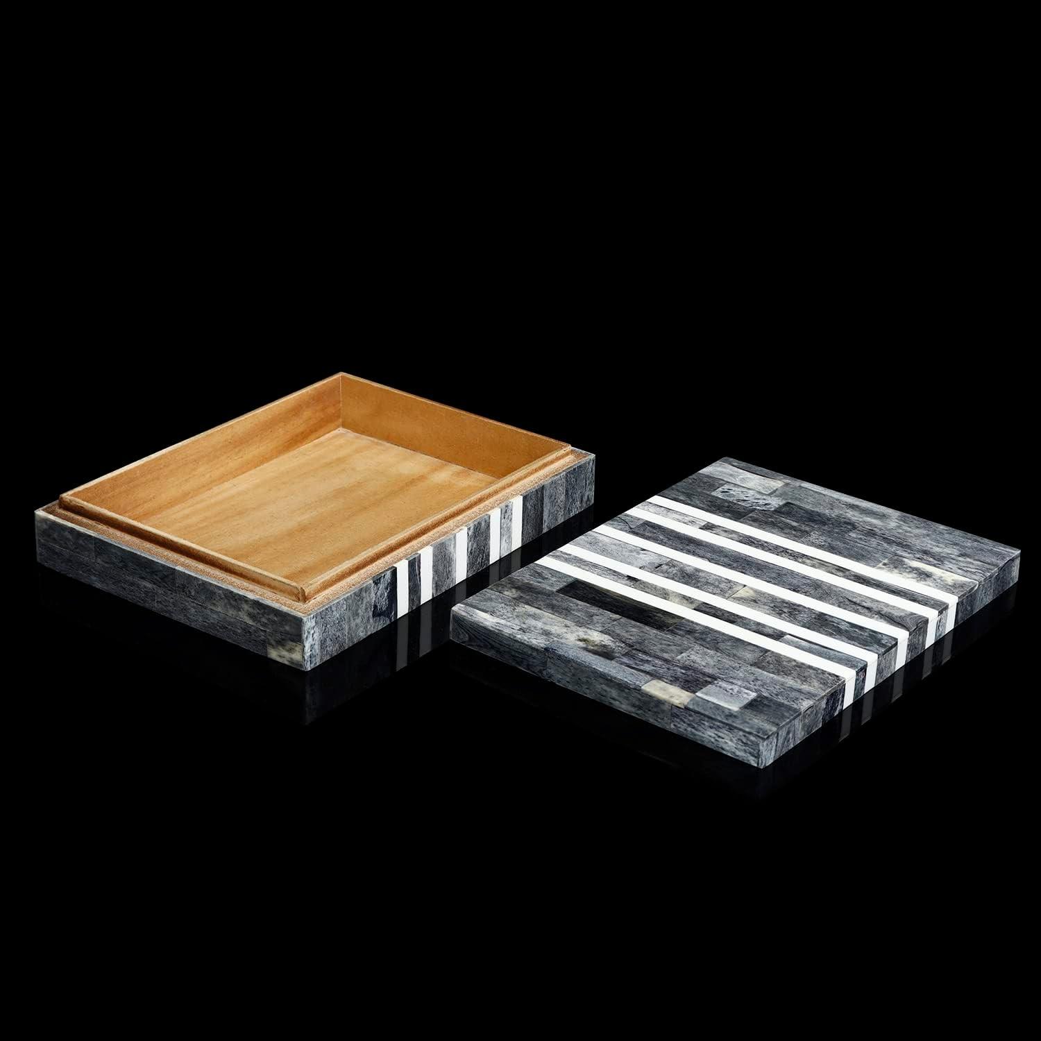 Handicrafts Home Decorative Box - Handmade Jewelry Organizer Box with Lid - Keepsake Box for Home Decor, Jewelry, Accessories, Collectibles - Modern Wooden Storage Box - Cafe, 8X6X1.5 inch