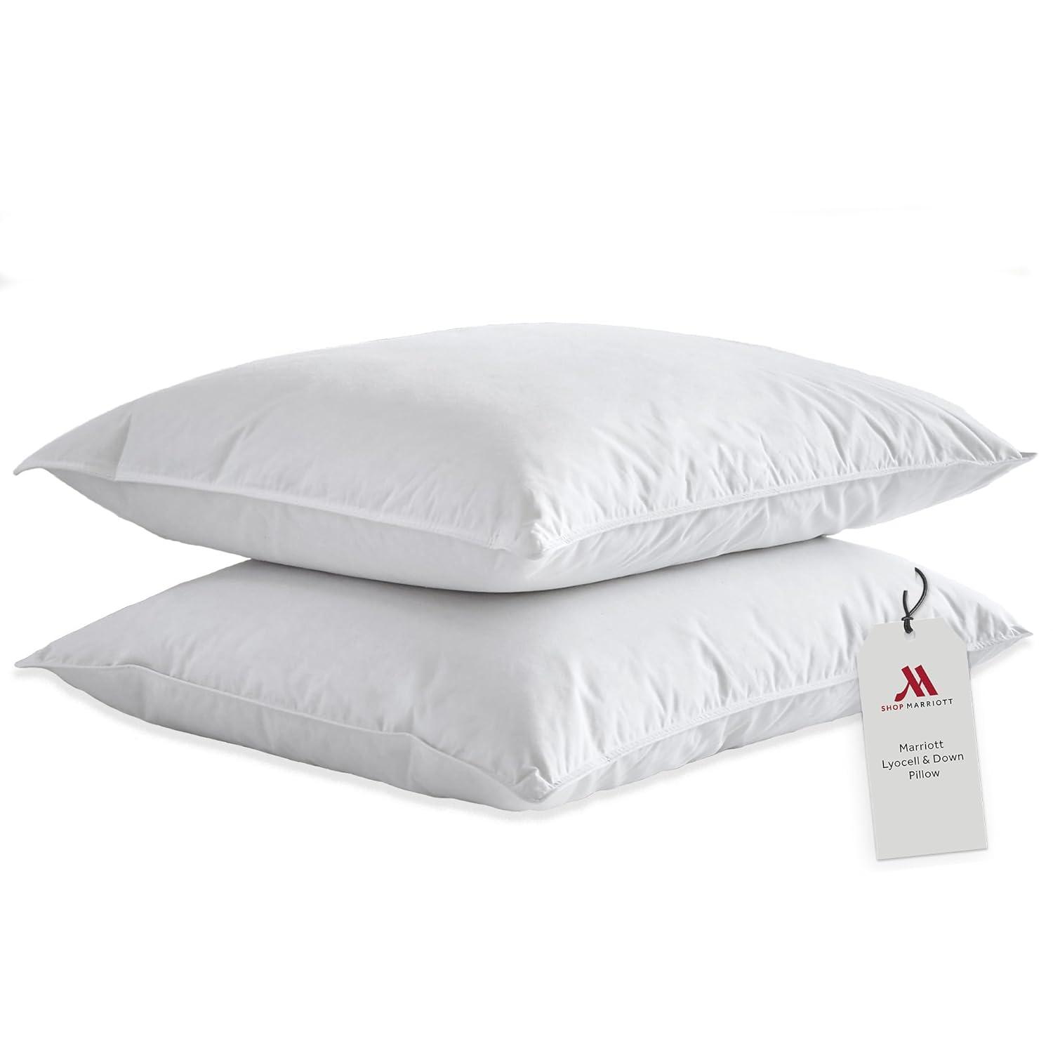 Marriott Signature Lyocell Down Pillow King Size - Hotel Collection Plush Bedding for Cool & Restful Sleep - Breathable, Hypoallergenic, Machine Washable