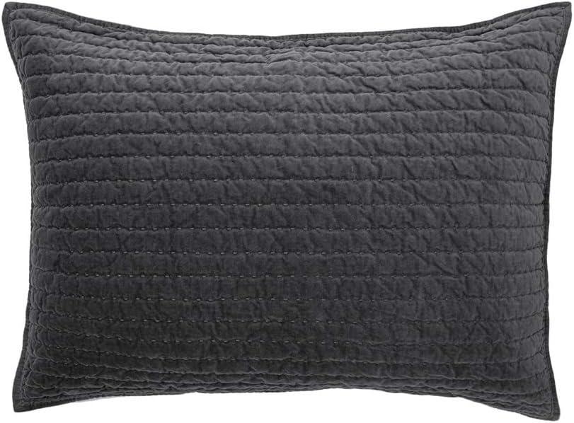 ELEGANT LIFE HOME Bed Pillow Sham Royal Cotton Velvet Pic-Stitch Standard Pillow Sham - 20'' x 26'', Grey, 1 Piece