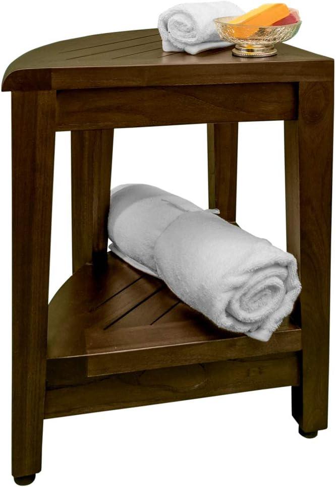 LiftAide 18'' W Teak Corner Shower Bench