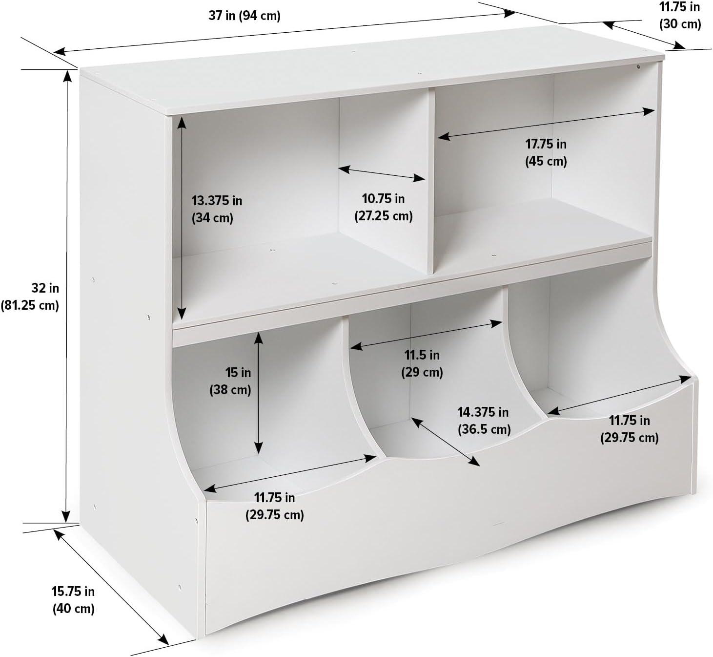 White MDF Kids Toy Storage Organizer with Cubby Bins