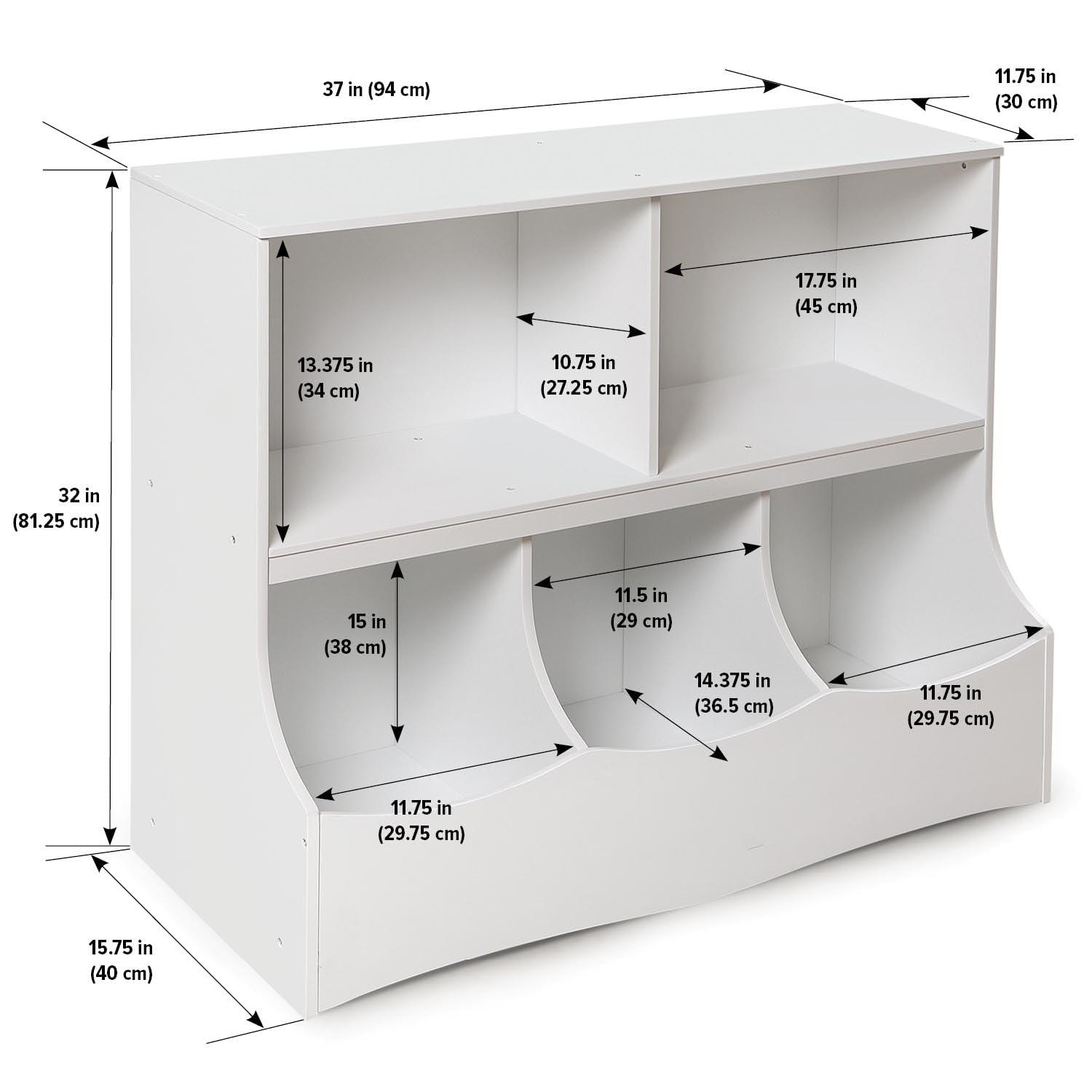 White MDF Kids Toy Storage Organizer with Cubby Bins