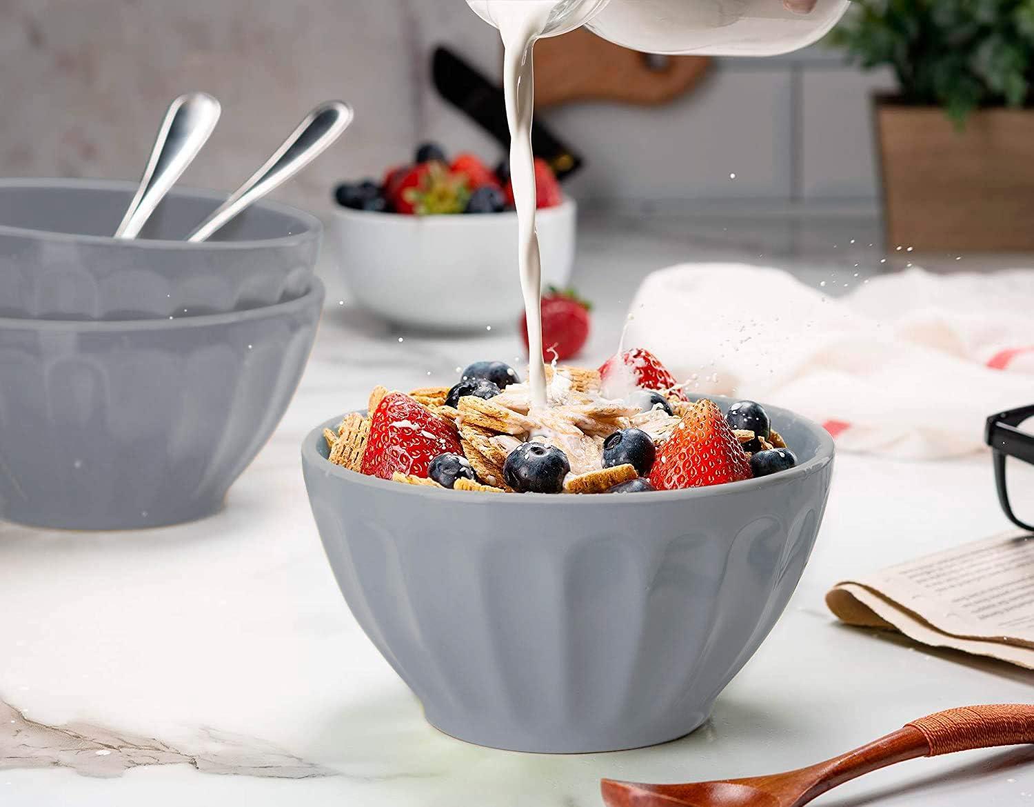 Kook Ceramic Cereal Bowls, 24 oz, Set of 6