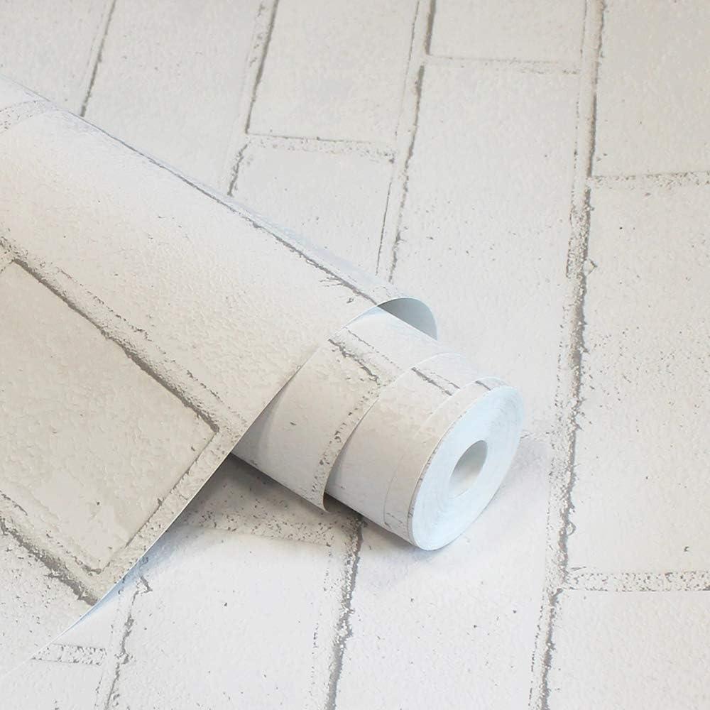 Tempaper Textured Faux Brick White Peel and Stick Wallpaper, 20.5" x 16.5'