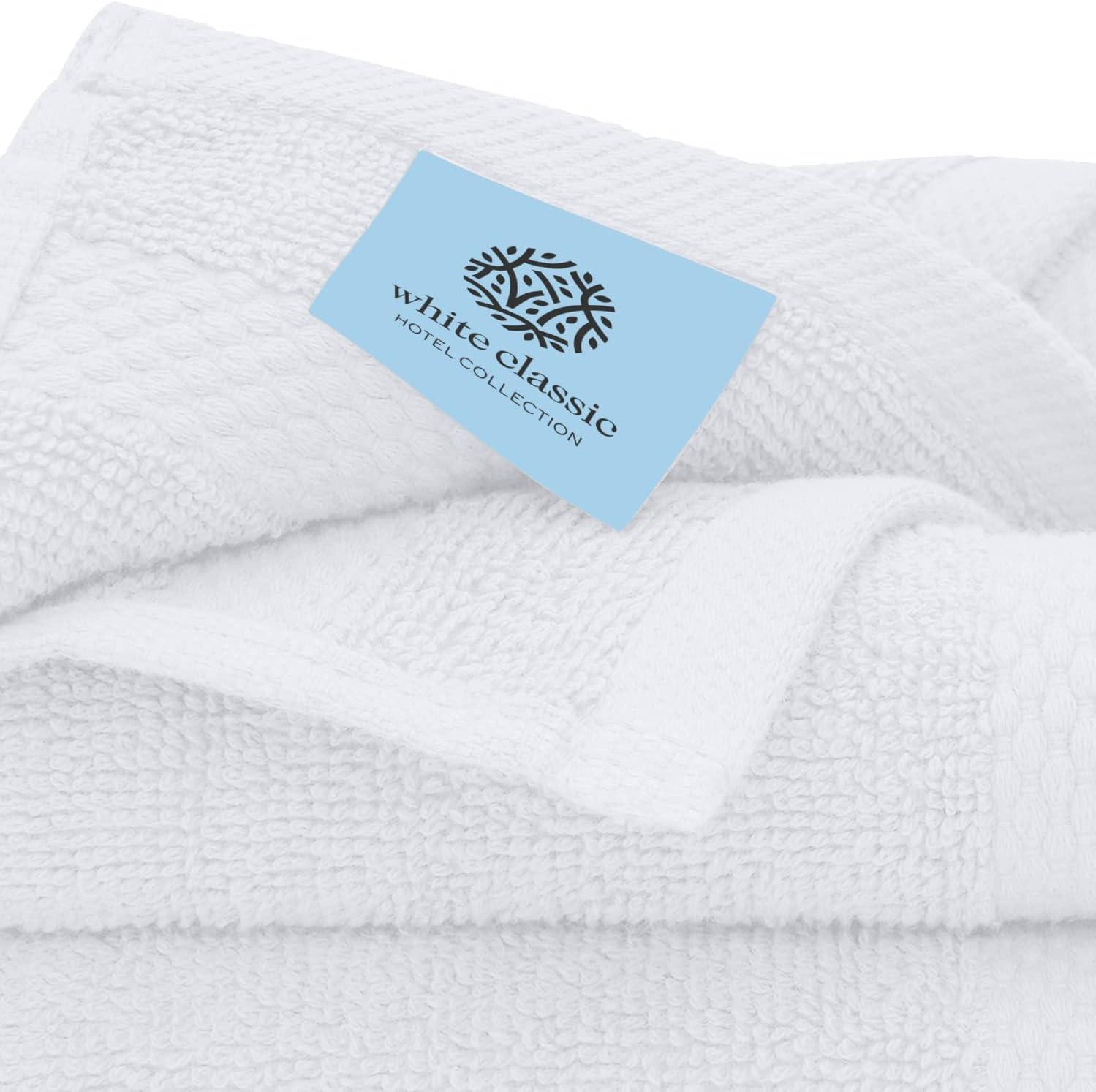 White Egyptian Cotton Quick-Dry Washcloth Set, 13x13", 12-Pack