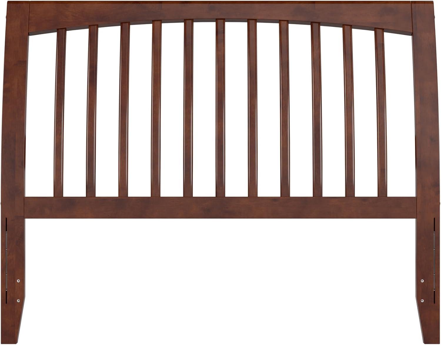 Solid Wood Slat Headboard - Sleigh Design Bed Frame - Walnut Finish - Full, Queen, King Sizes