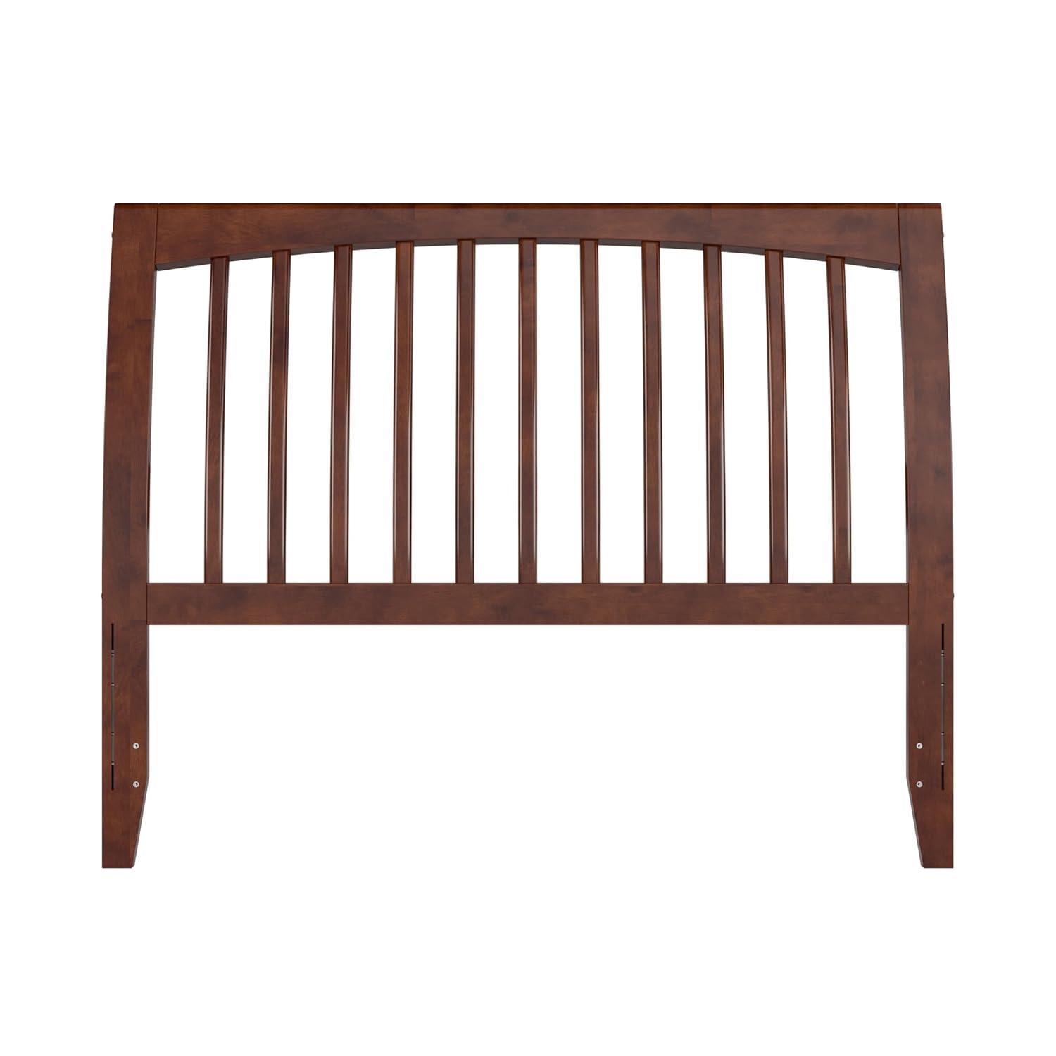 Solid Wood Slat Headboard - Sleigh Design Bed Frame - Walnut Finish - Full, Queen, King Sizes