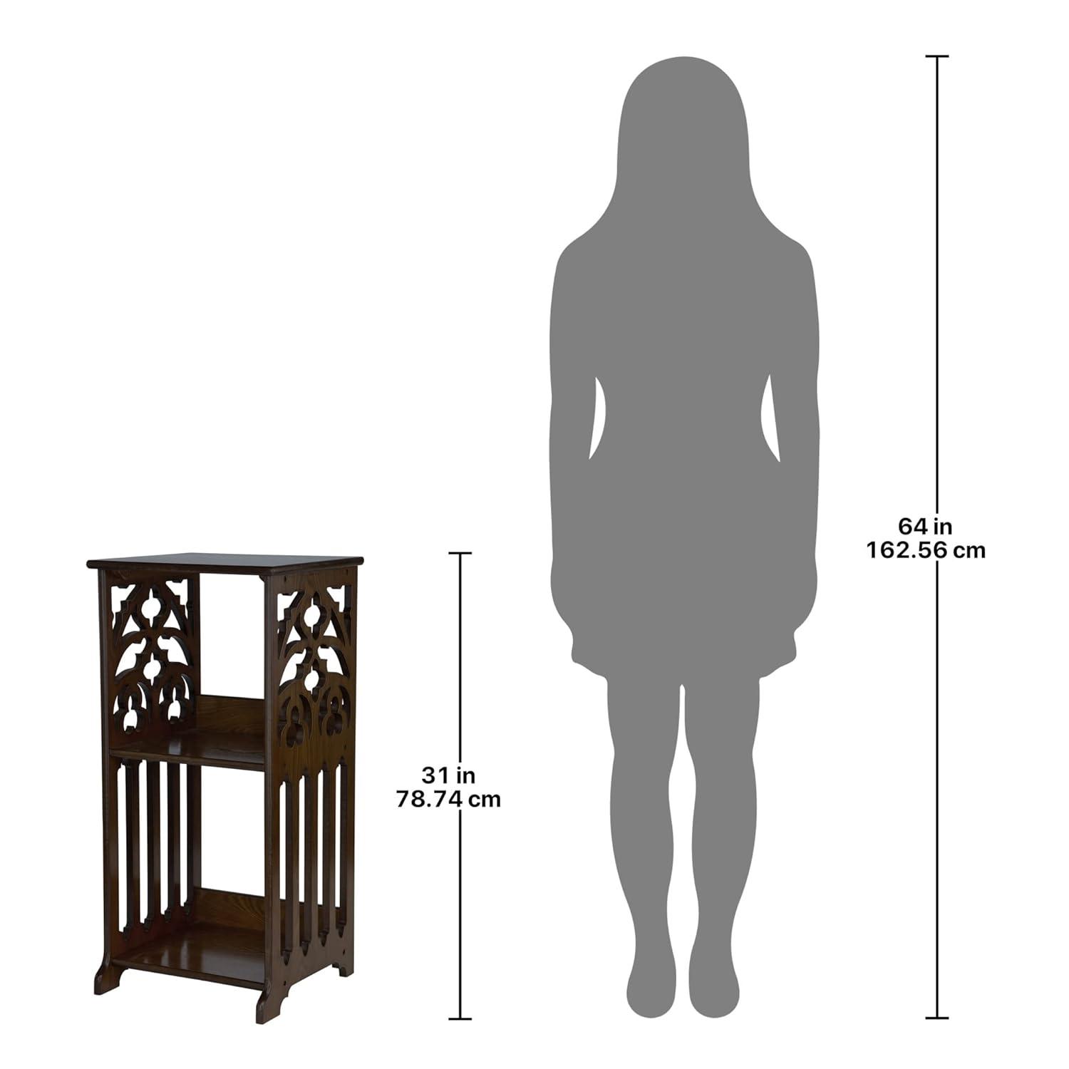 Design Toscano Thomas Aquinas Gothic Tracery Bookcase Side Table, 15 inches Wide, 31 inches Tall, Hardwood, Walnut Finish