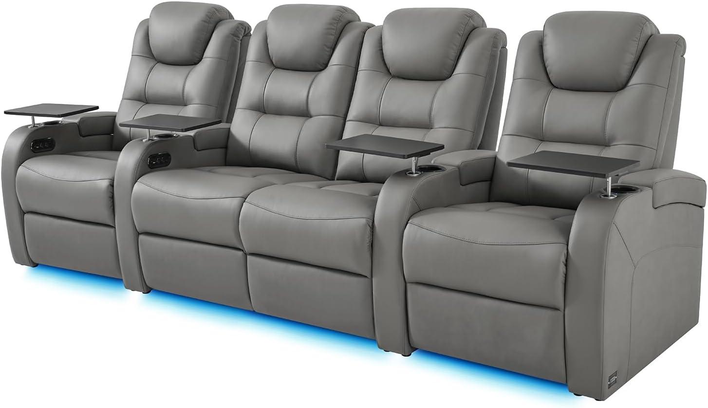 Orren Ellis Leather Home Theater Seating Dual Power Movie Theater Chairs Theater Recliner Sofa