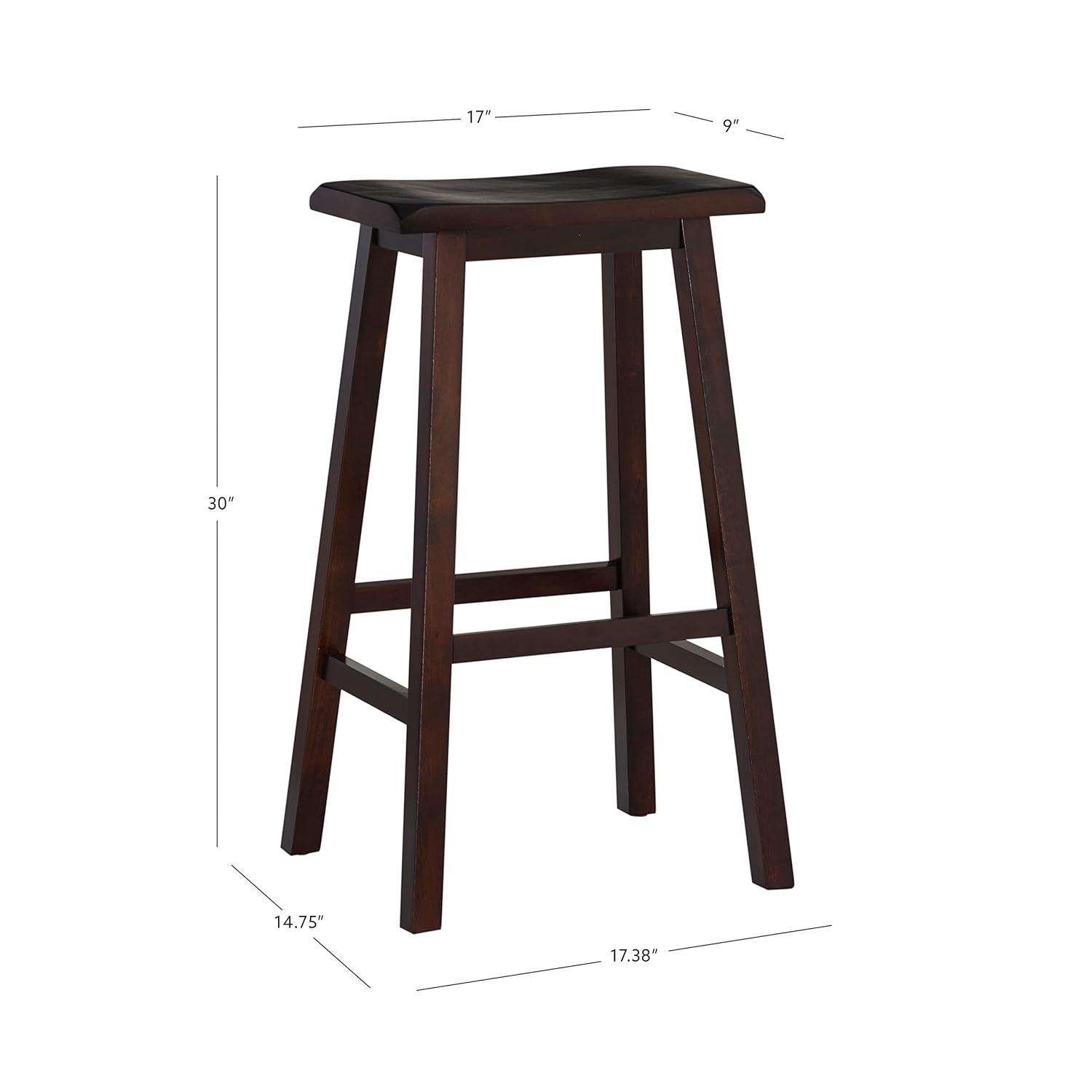 30" Saddle Backless Sloping Seat Barstool Wood Brown - Linon: Rubberwood, Footrest, Fixed Height