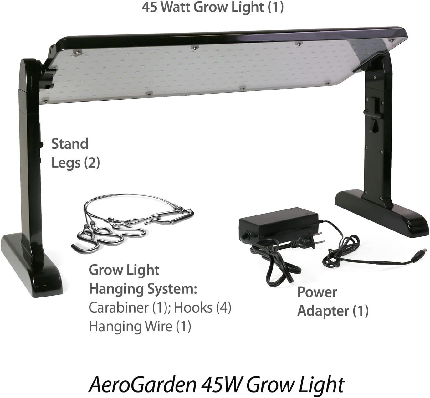 AeroGarden 45W LED Grow Light Panel - Grow Light for Plants, Includes Stand and Hanging Kit