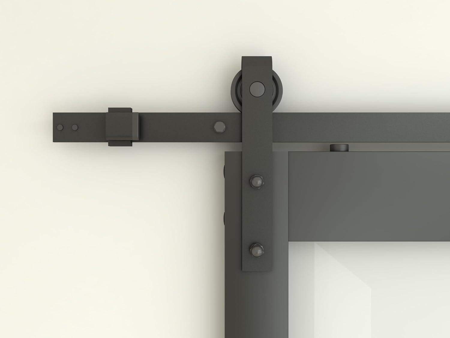 Calhome 3-Lite Tempered Frosted Glass White Finished Composite Double Sliding Barn Door with Hardware Kit Handle