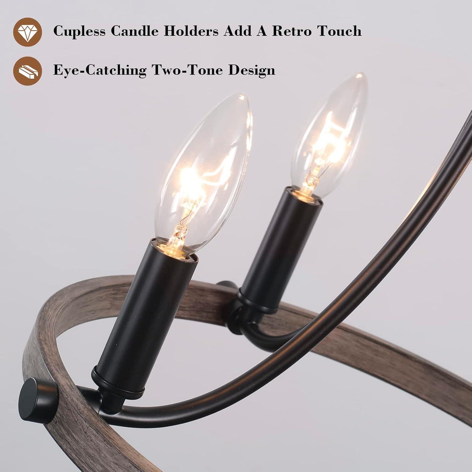 4-Light Black Modern Adjustable Height Light Fixture Wagon Wheel Chandelier