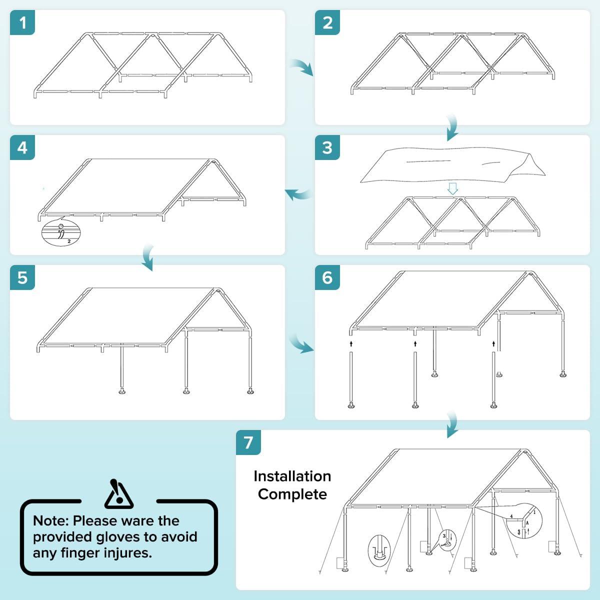 Quictent Heavy Duty Car 10' x 20' x 8.7 White Carport