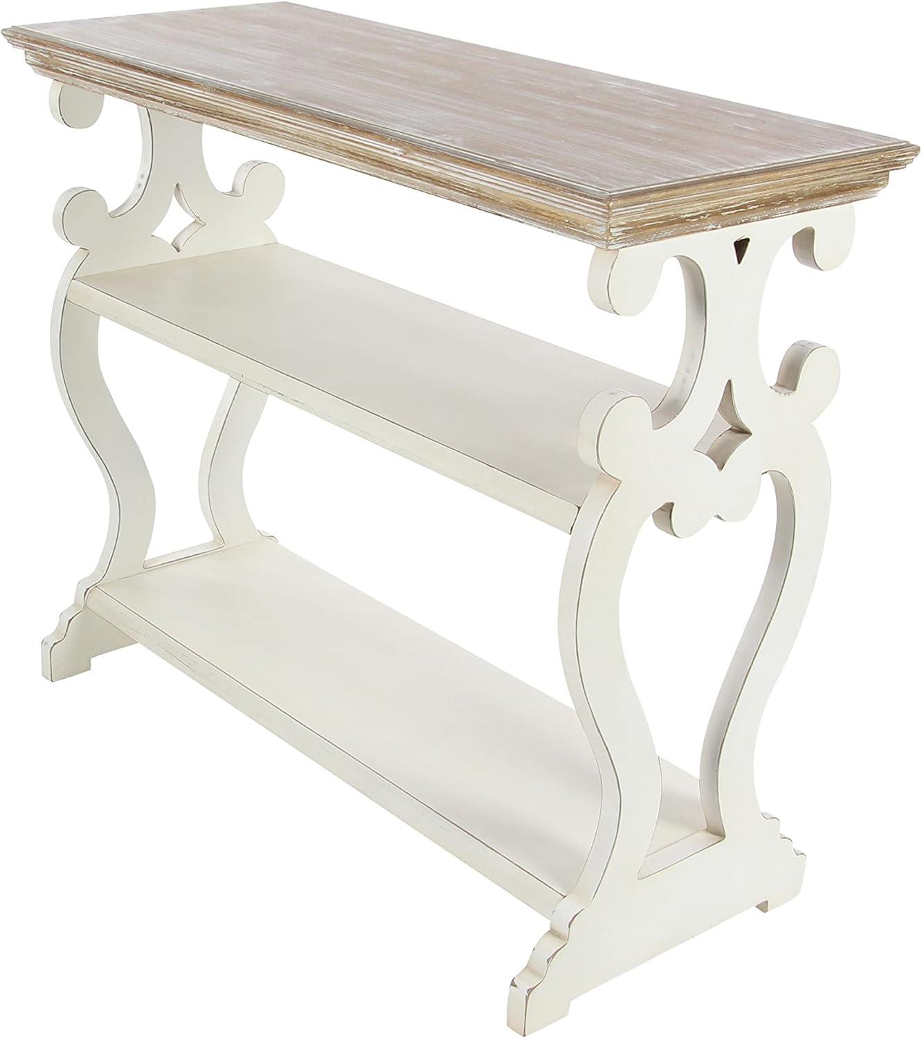 Farmhouse Wood Console Table Off White - Olivia & May: 2-Shelf Design, Tall Profile