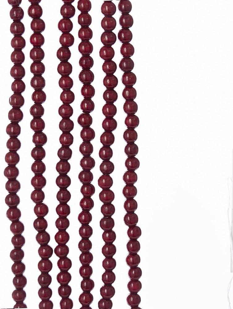 9-Foot Burgundy Wooden Bead Garland for Holiday Decor