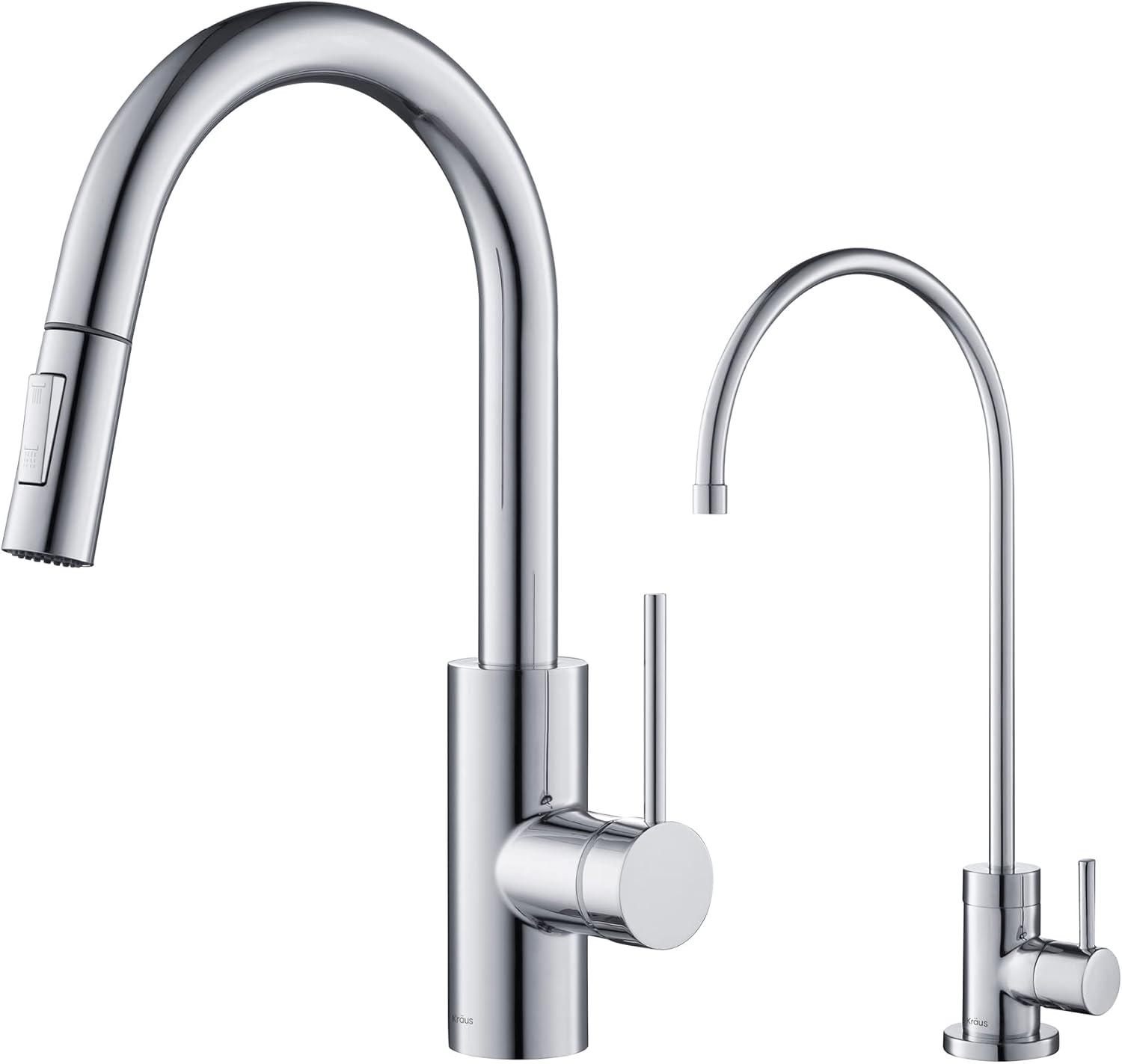 Chrome Modern Pull-Down Kitchen Faucet with Spray